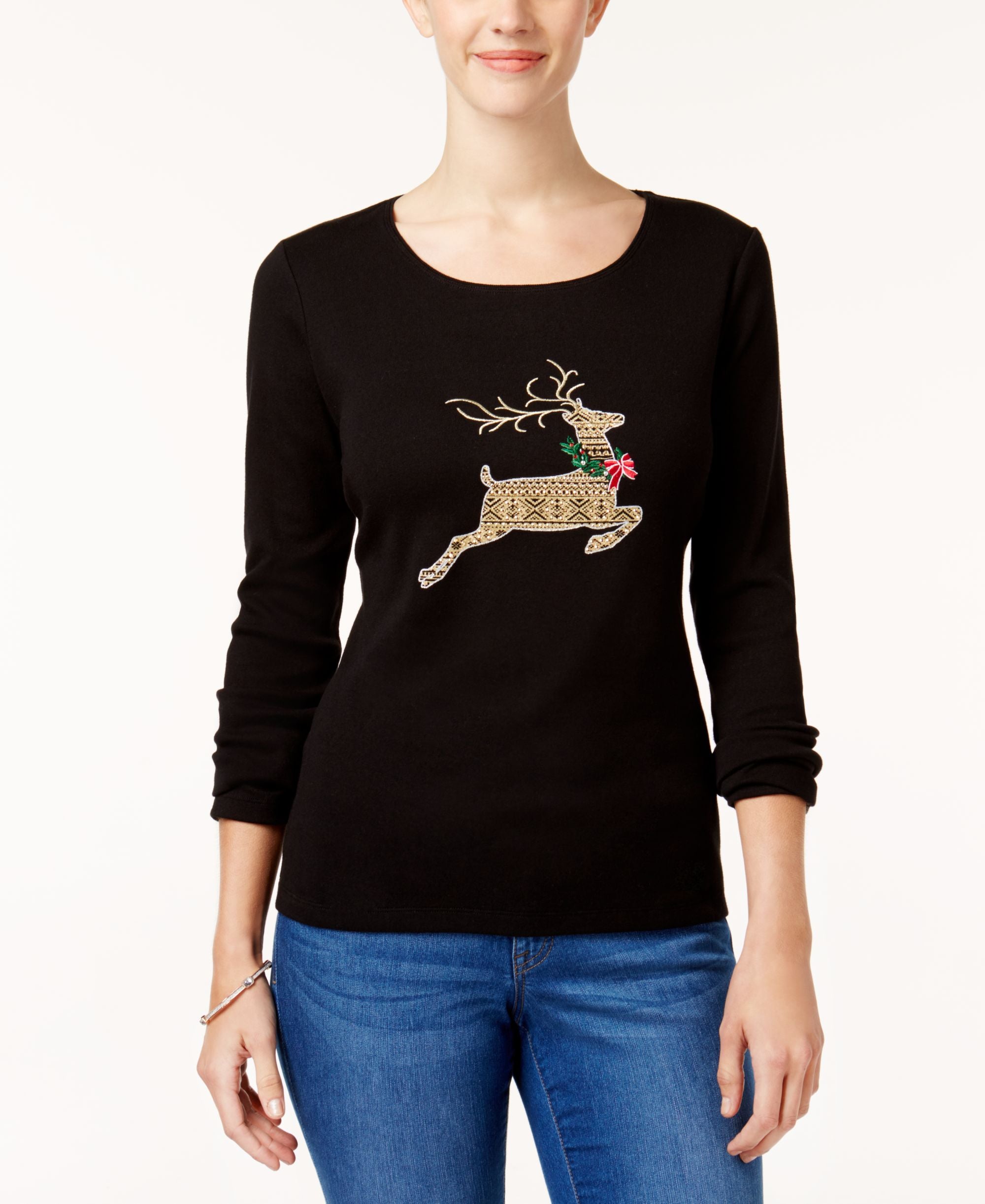 Karen Scott Cotton Reindeer T-Shirt