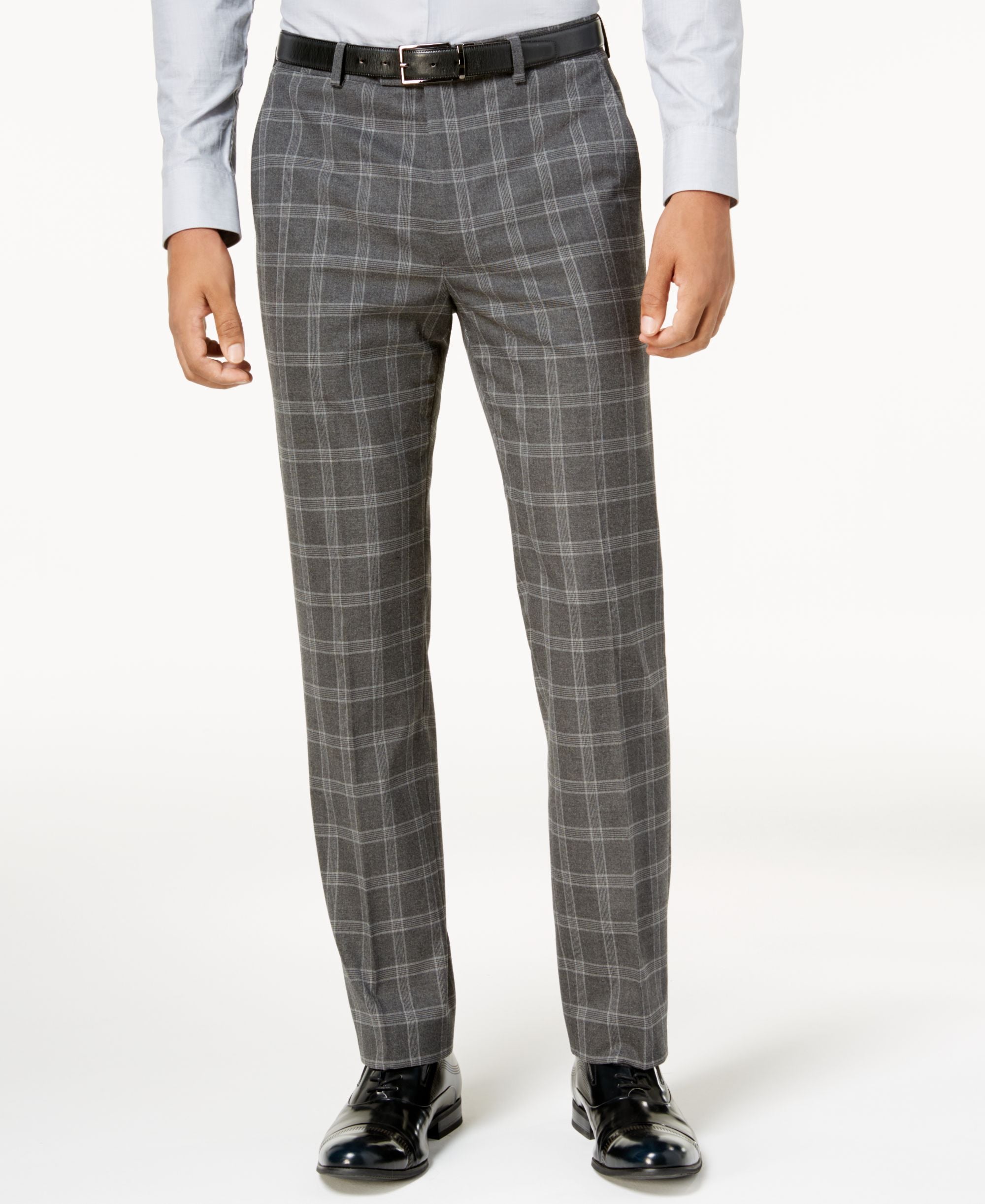 Sean John Mens Slim Fit Gray Windowpane Pants