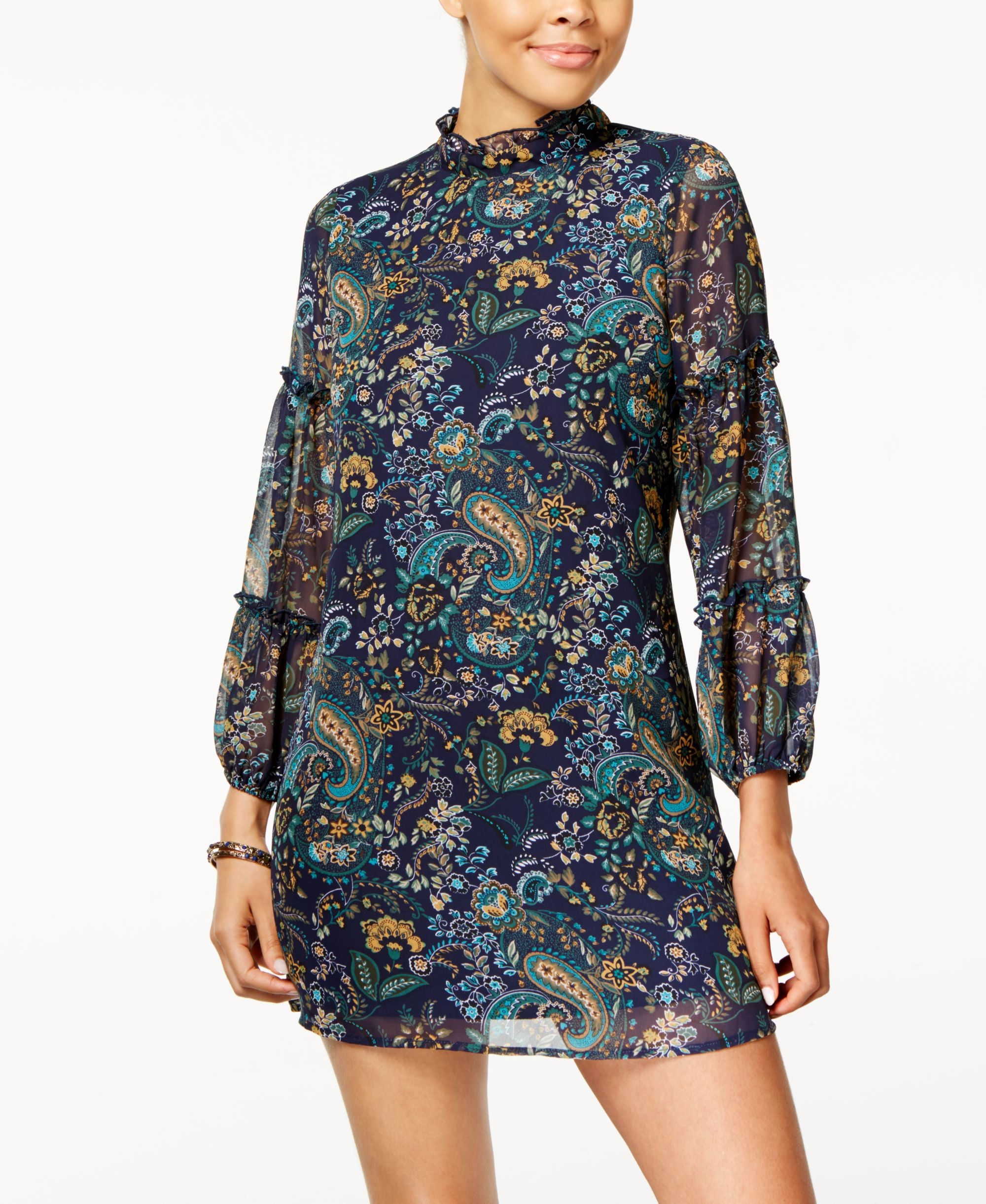 Emerald Sundae Juniors Printed Ruffled Dress