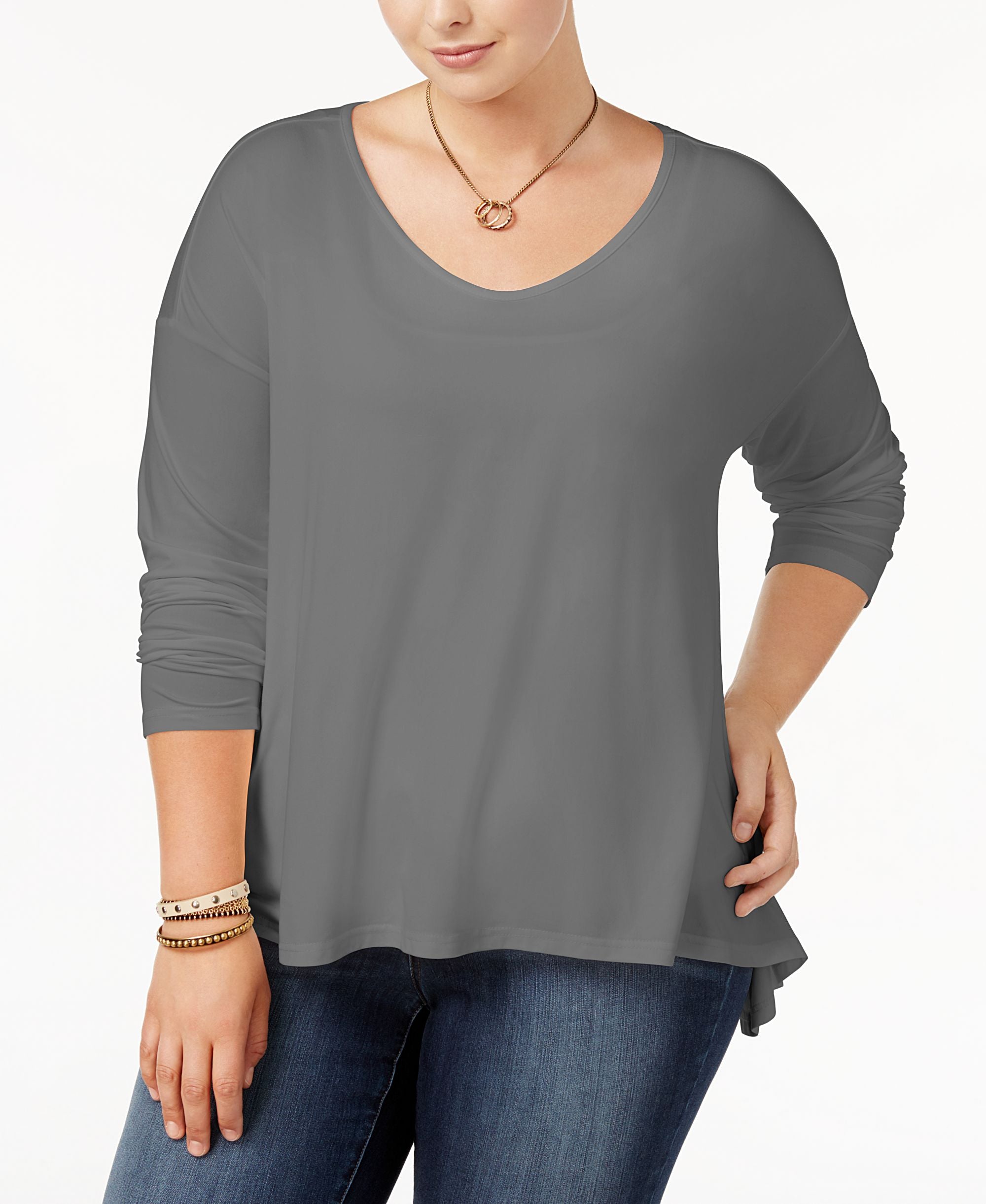 Say What Trendy Plus Size Long Sleeve Swing Top