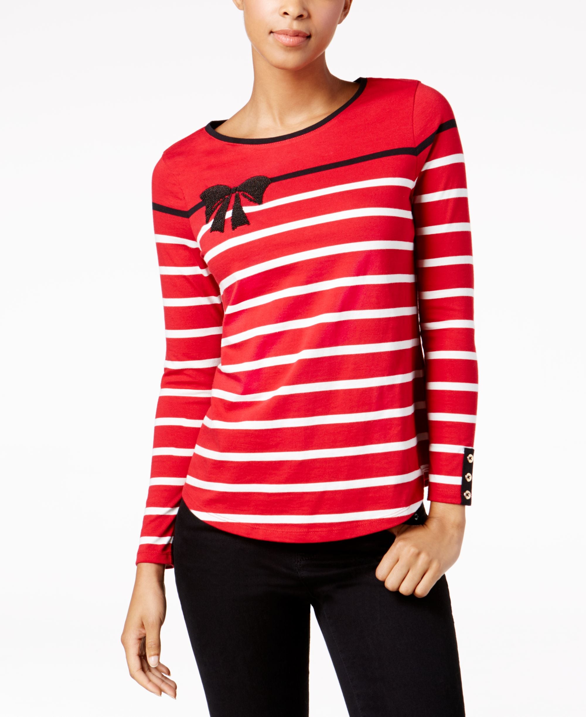 Charter Club Petite Cotton Embellished Top