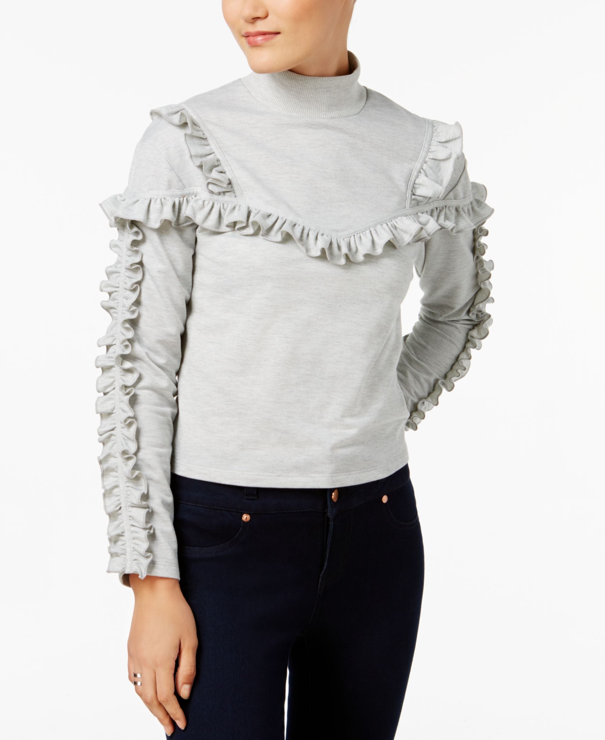 Buffalo David Bitton Ripley Ruffled Mock Neck Top