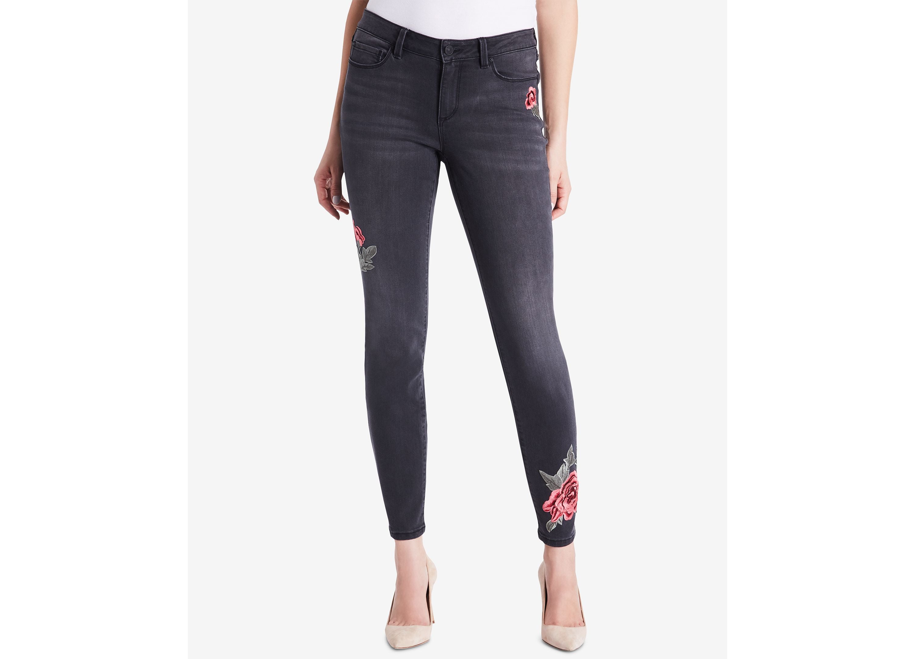 Vintage America Boho Embroidered Skinny Jeans Smoky Quartz 12/31R