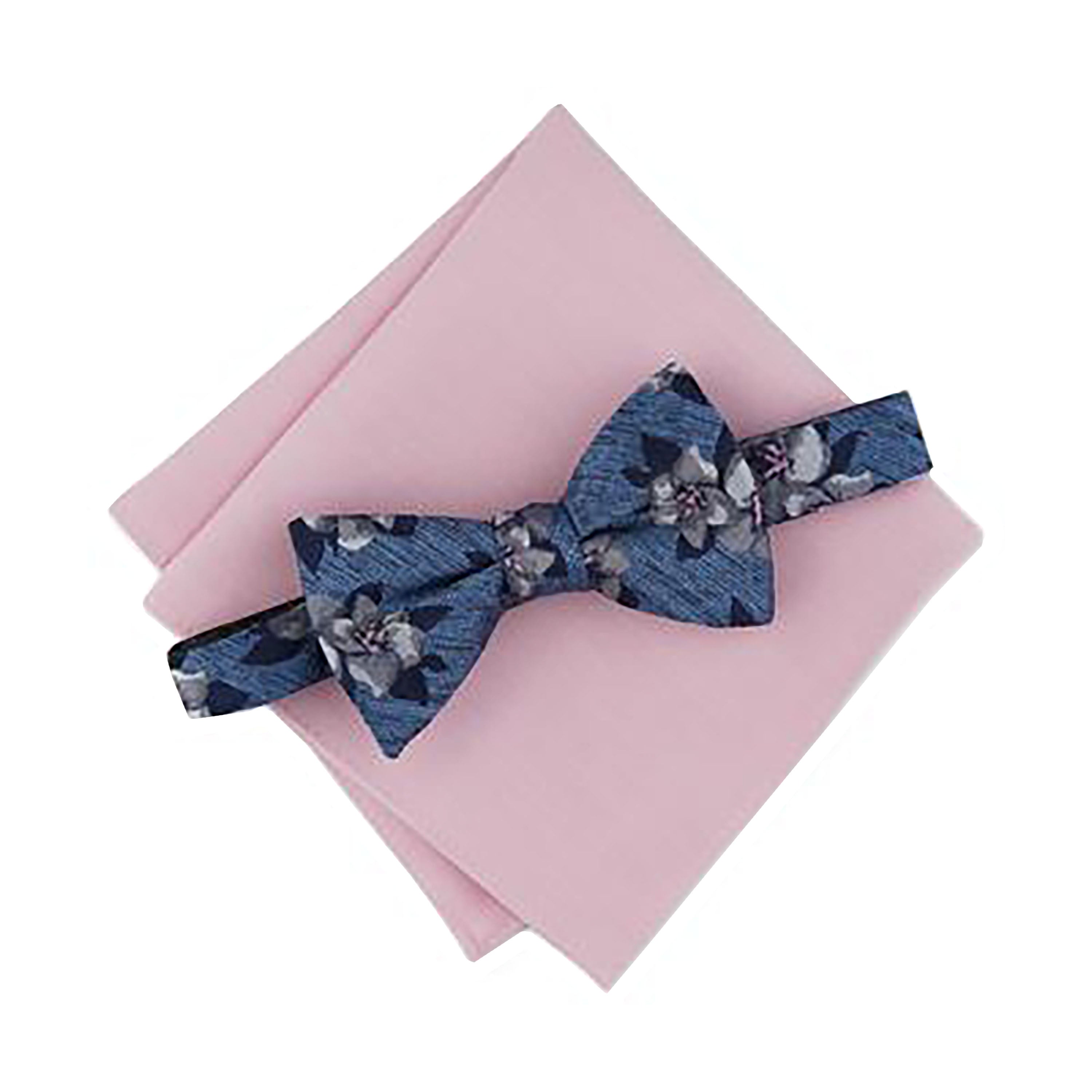 Men's Farfel Floral Pre-Tied Bow Tie & Windowpane Check Pocket Square Set