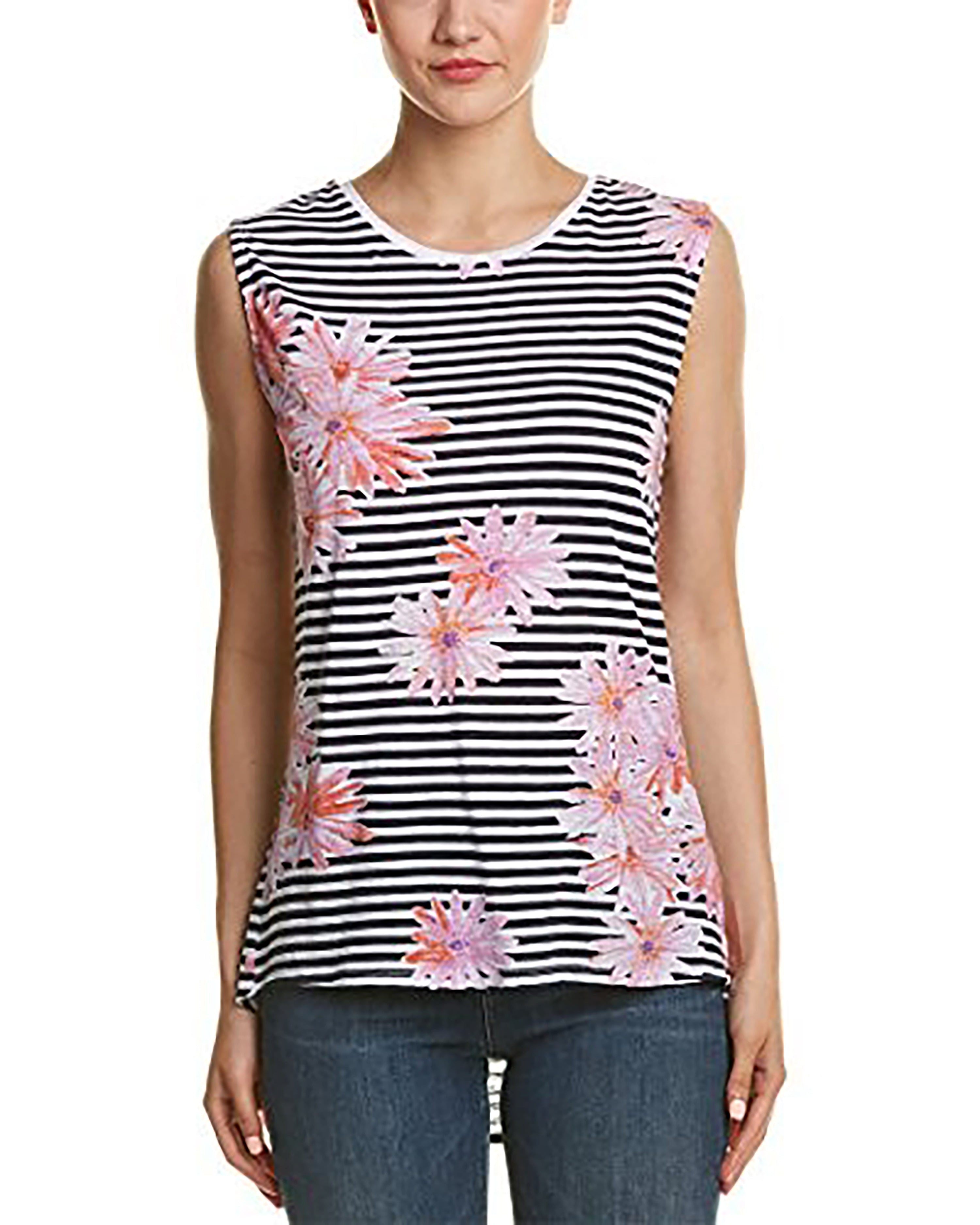 French Connection Womens Sonny Slub Top White Nocturnal Multi S