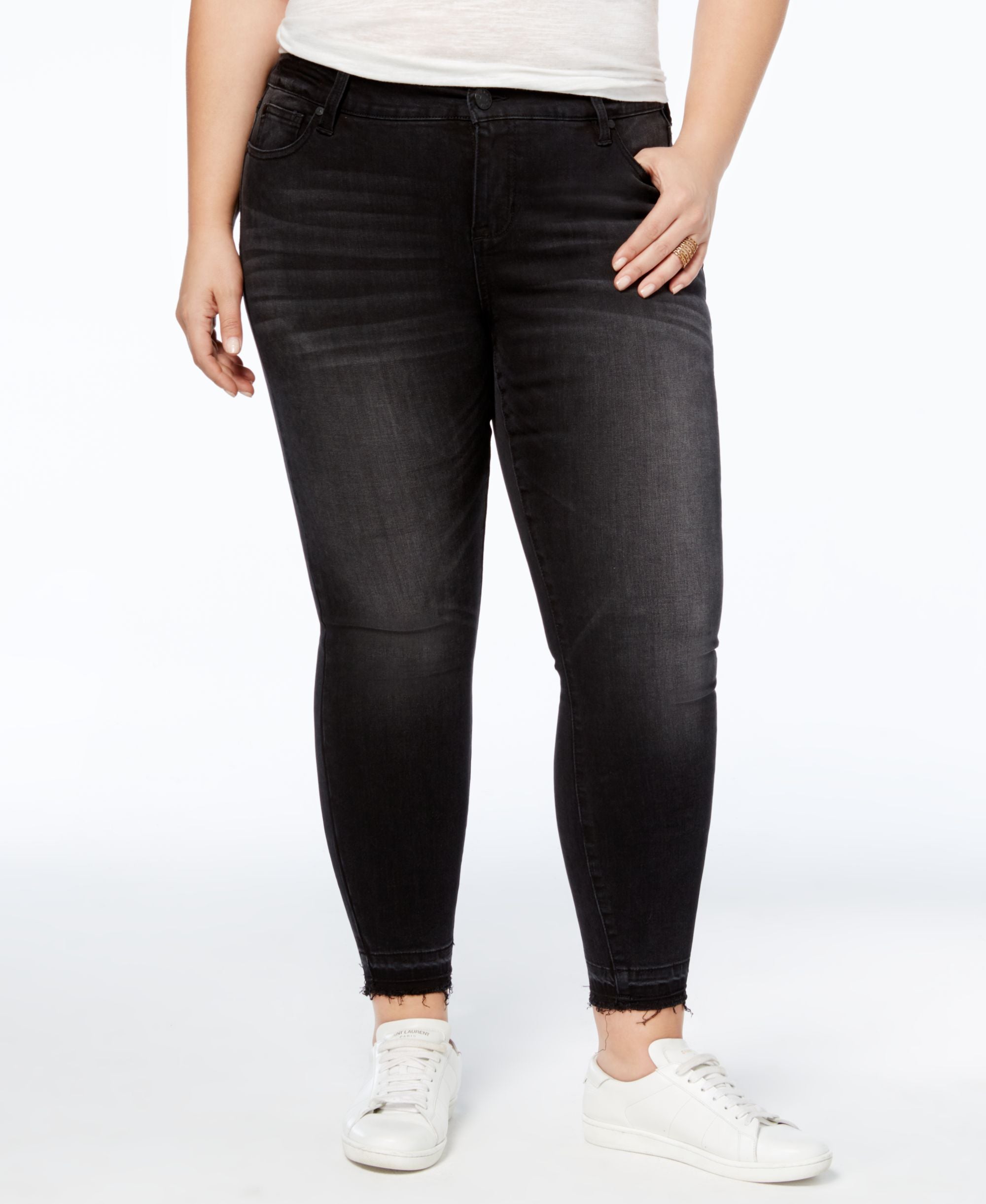 Celebrity Pink Trendy Plus Size Faded Skinny Jeans