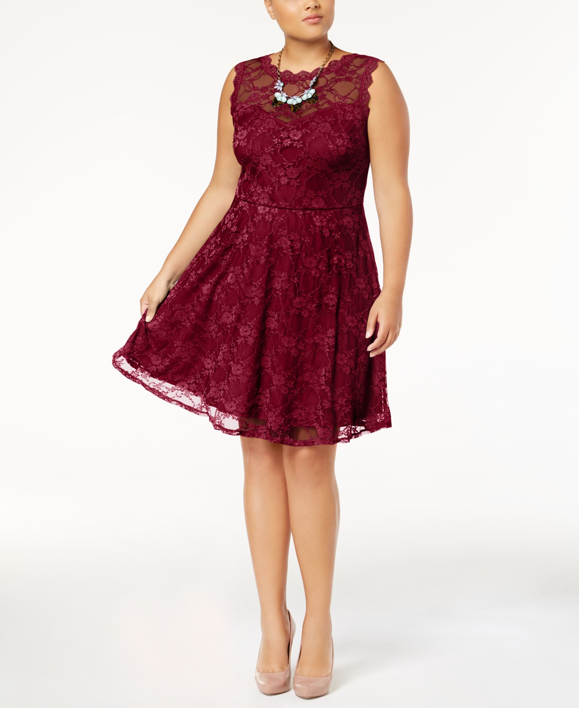 Love Squared Trendy Plus Size Lace Fit Flare Dress
