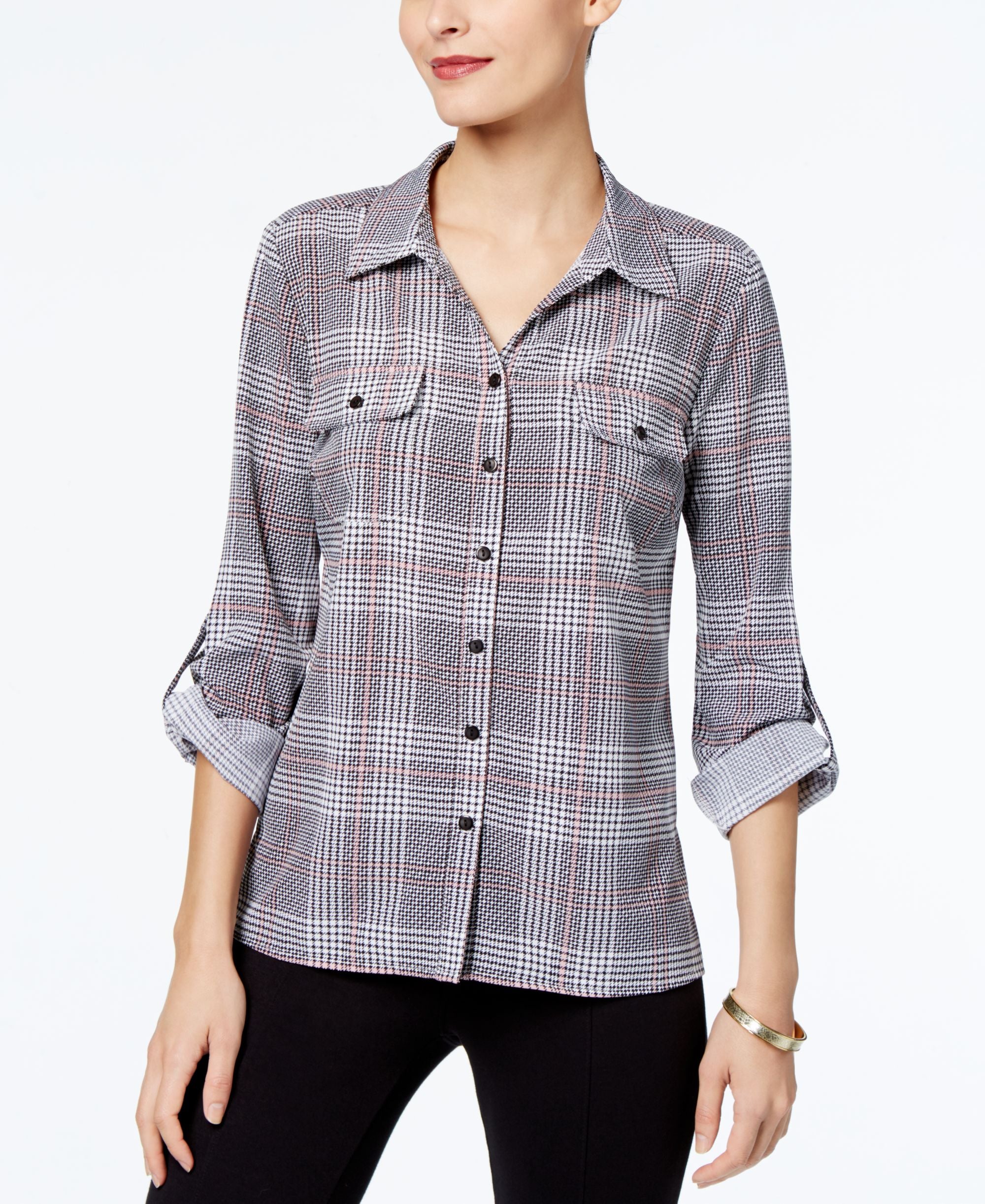 NY Collection Petite Utility Shirt
