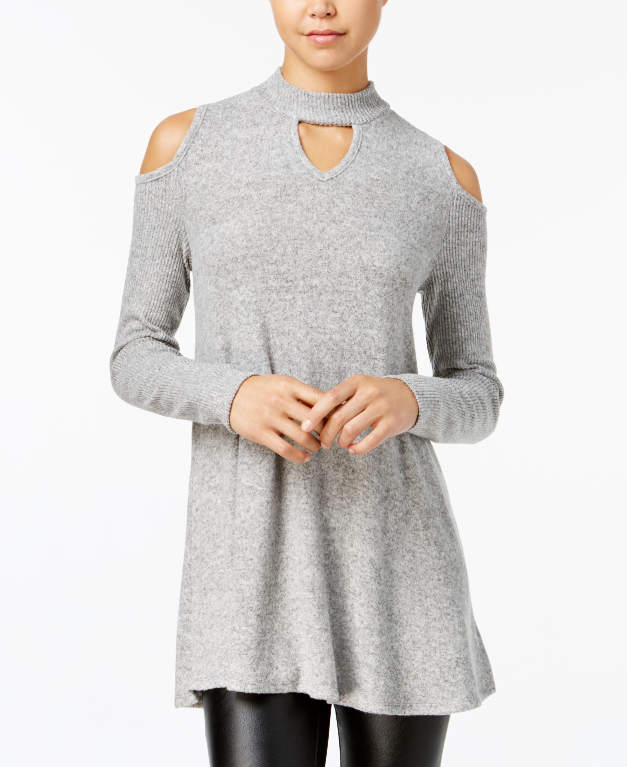 Bcx Juniors Cold Shoulder Choker Sweater
