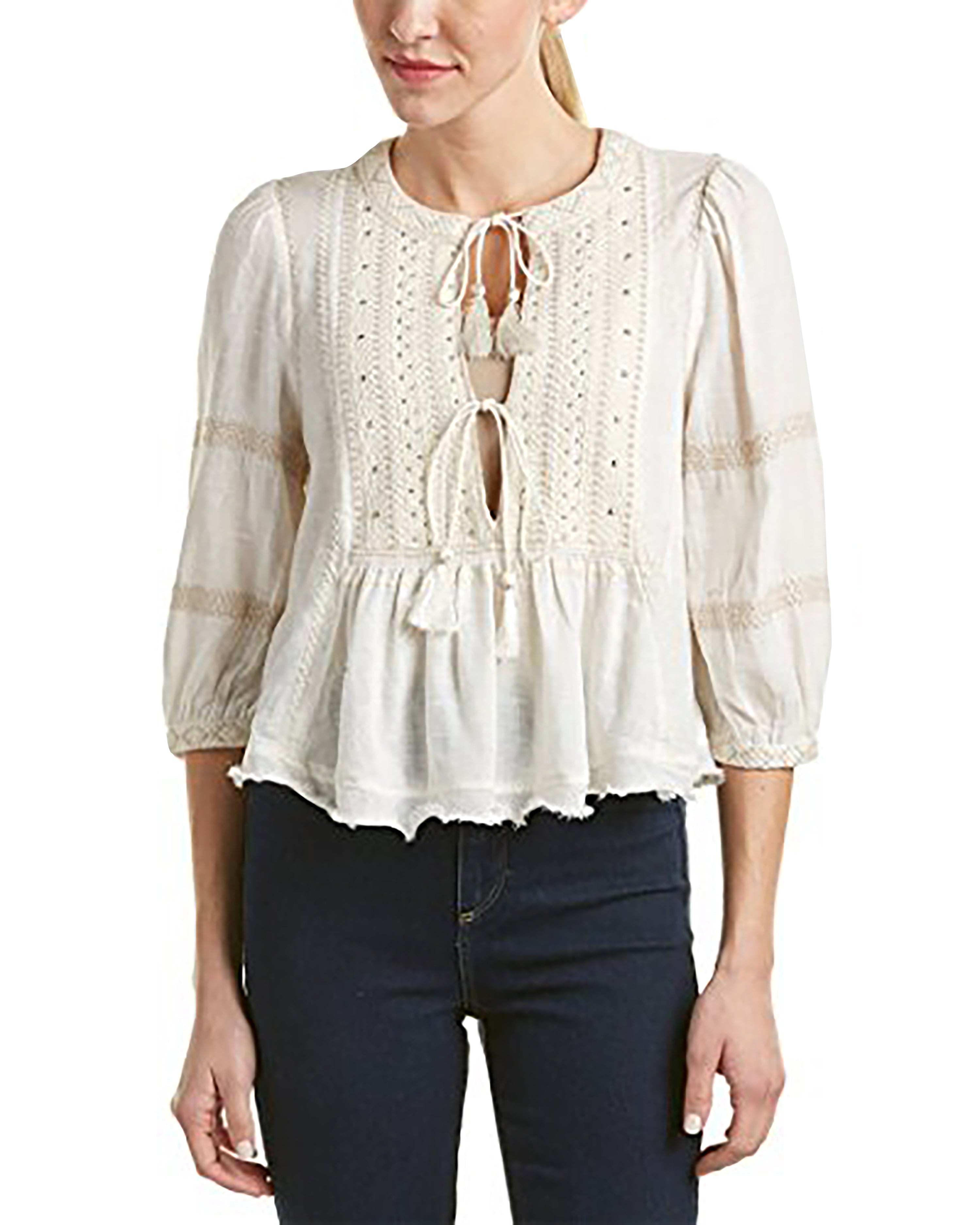 Free People Women's The Wild Life Embroidered Blouse