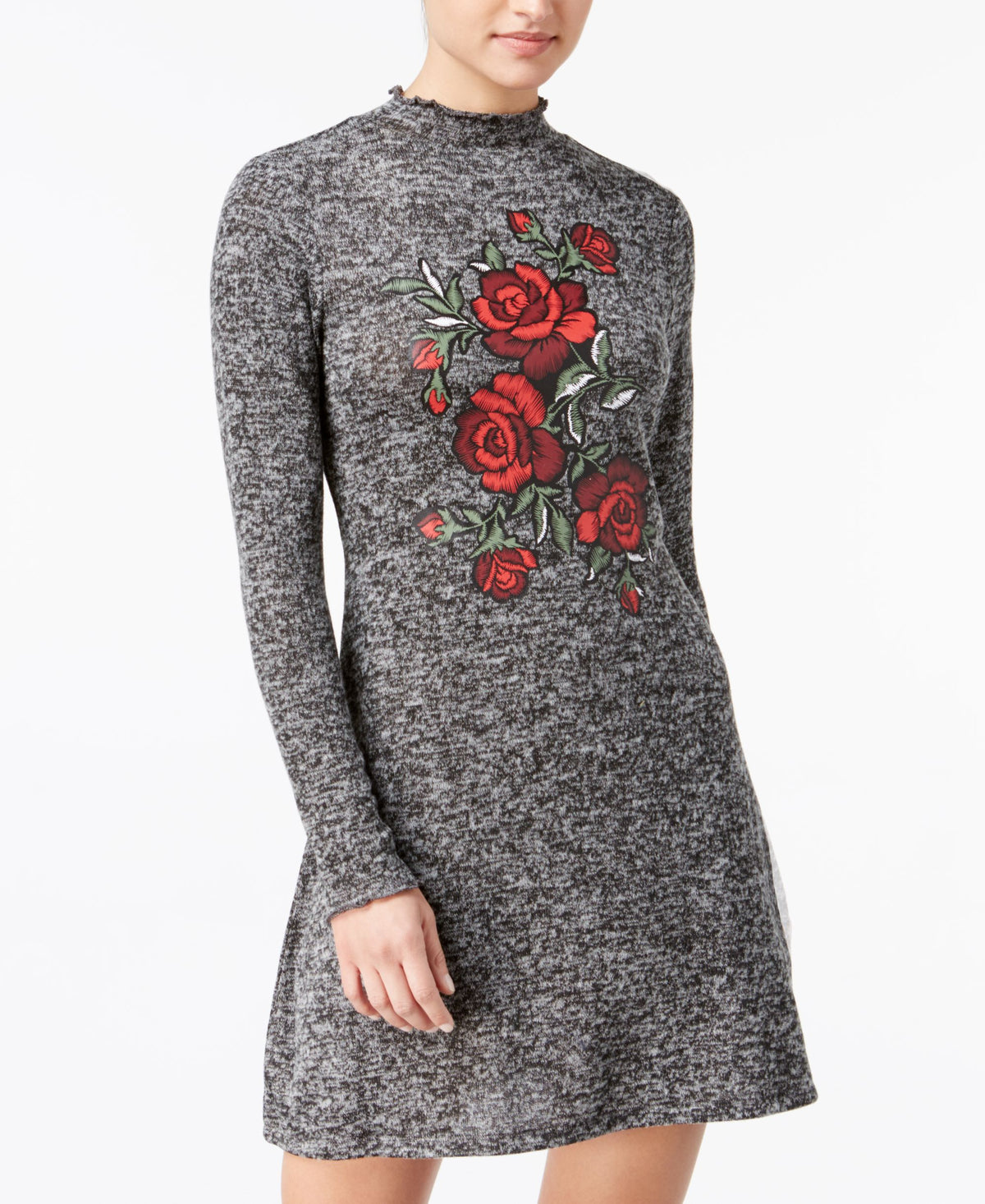 Ultra Flirt Juniors Rose Graphic Sweater Dress