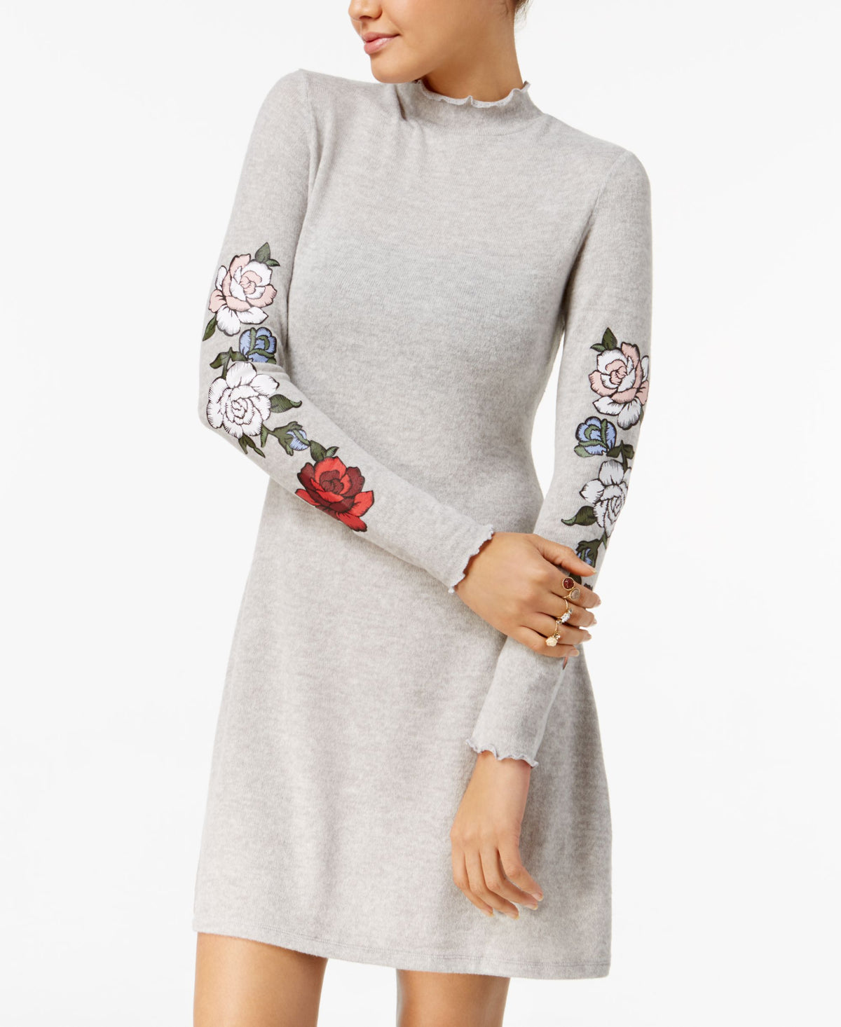 Ultra Flirt Juniors Rose Graphic Sweater Dress