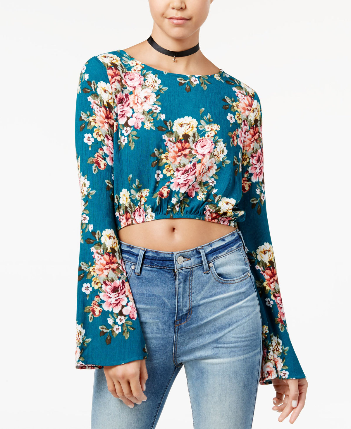 Polly Esther Juniors Printed Split Back Crop Top