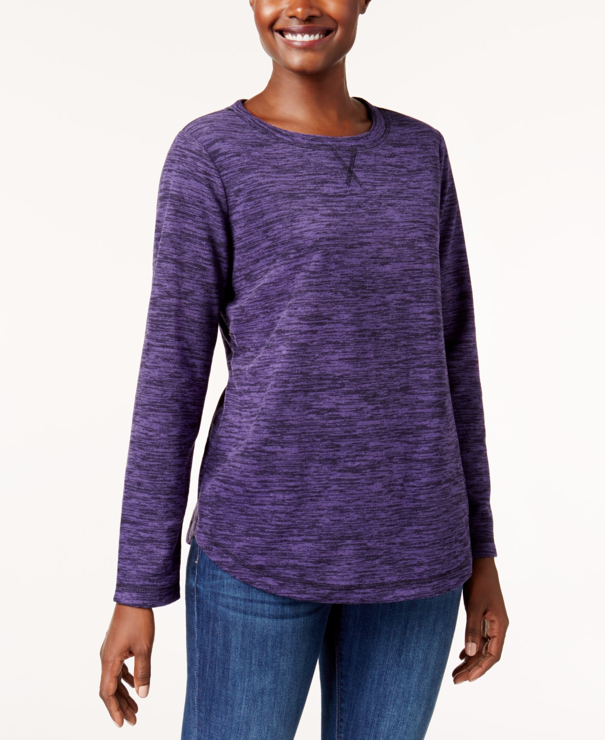 Petite Space-Dyed Microfleece Pullover