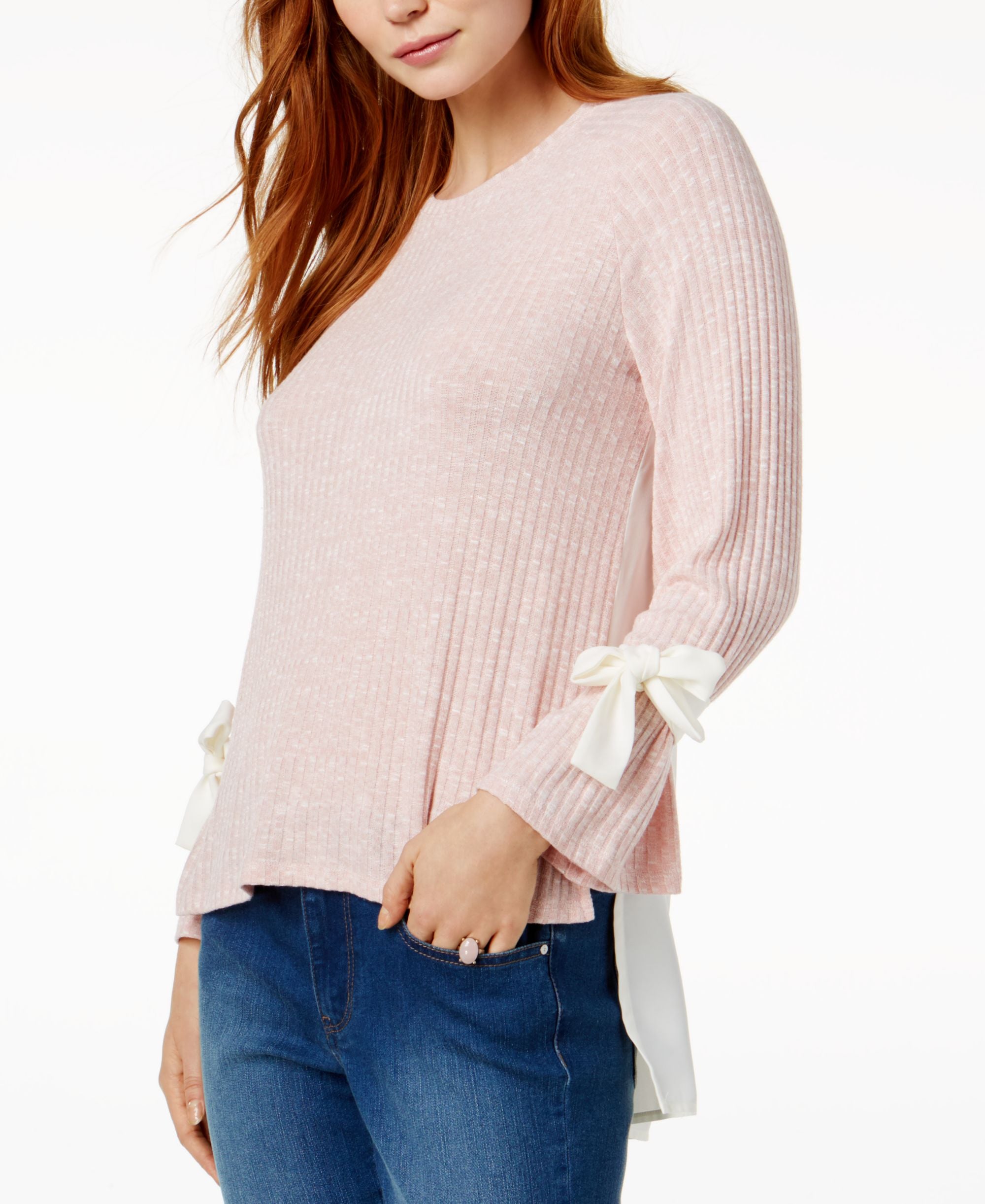 Kensie Ribbed Tie Sleeve Top