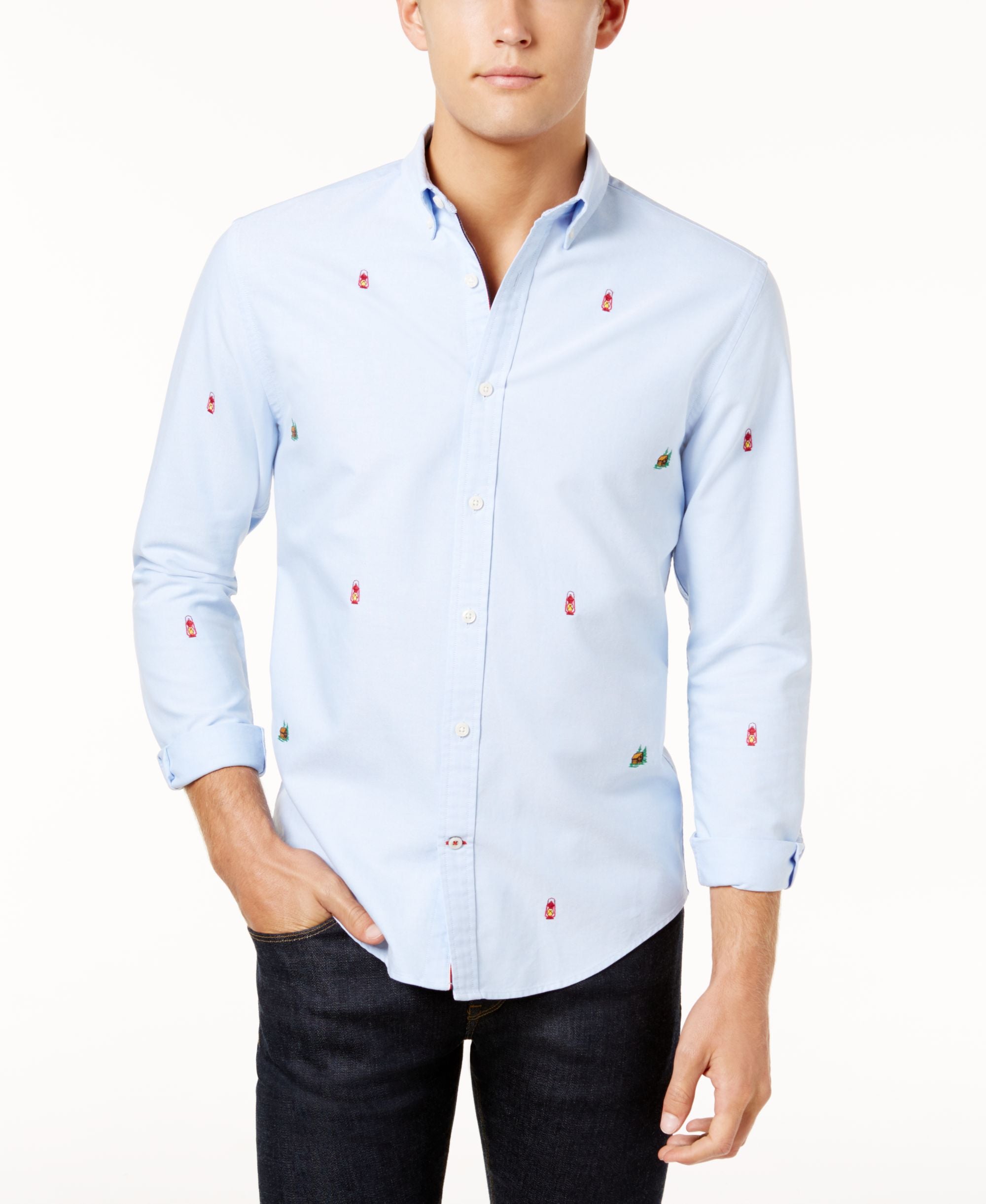 Tommy Hilfiger Mens Atherton Embroidered Camp Oxford Shirt