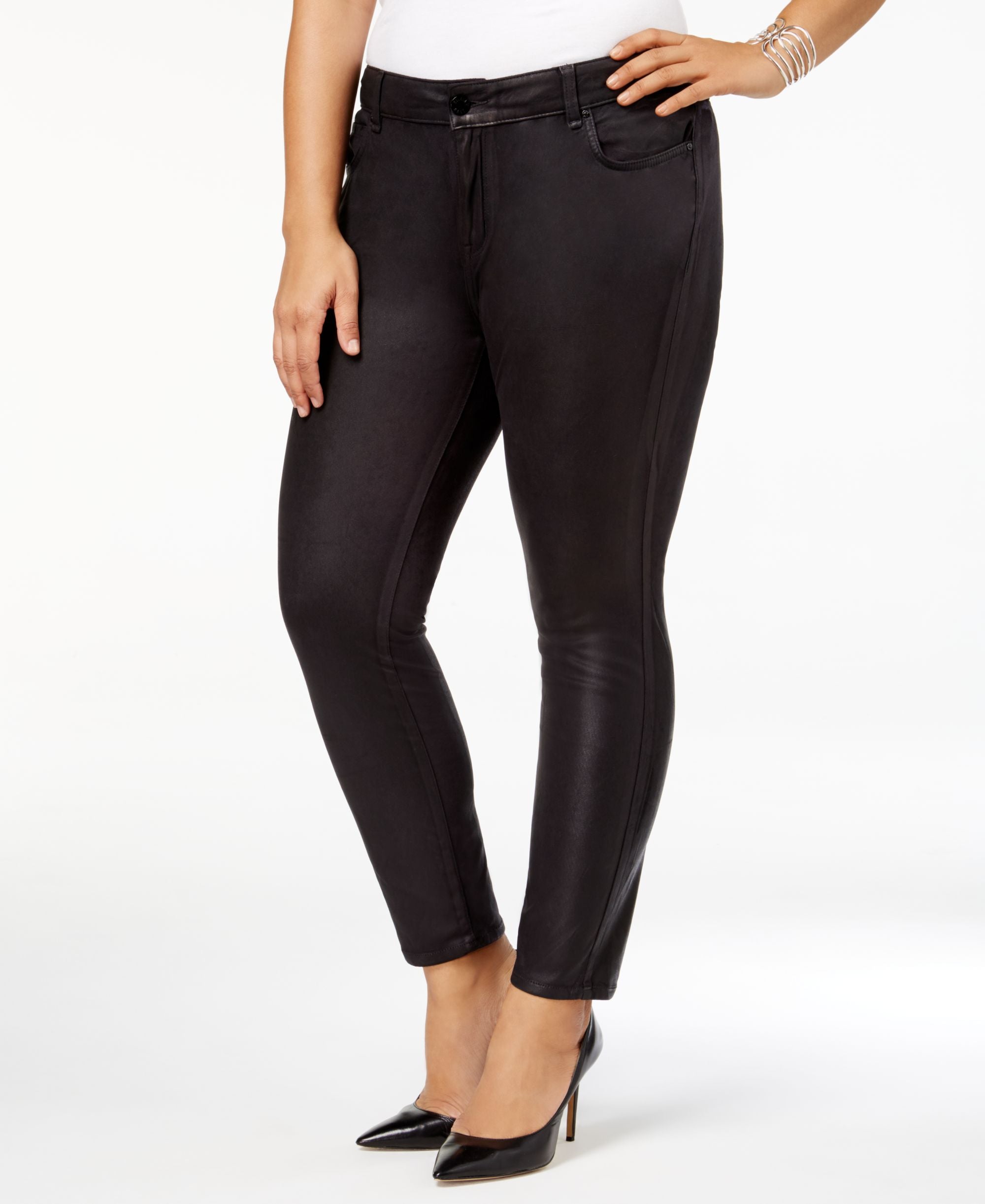 Trendy Plus Size Coated-Texture Jeans