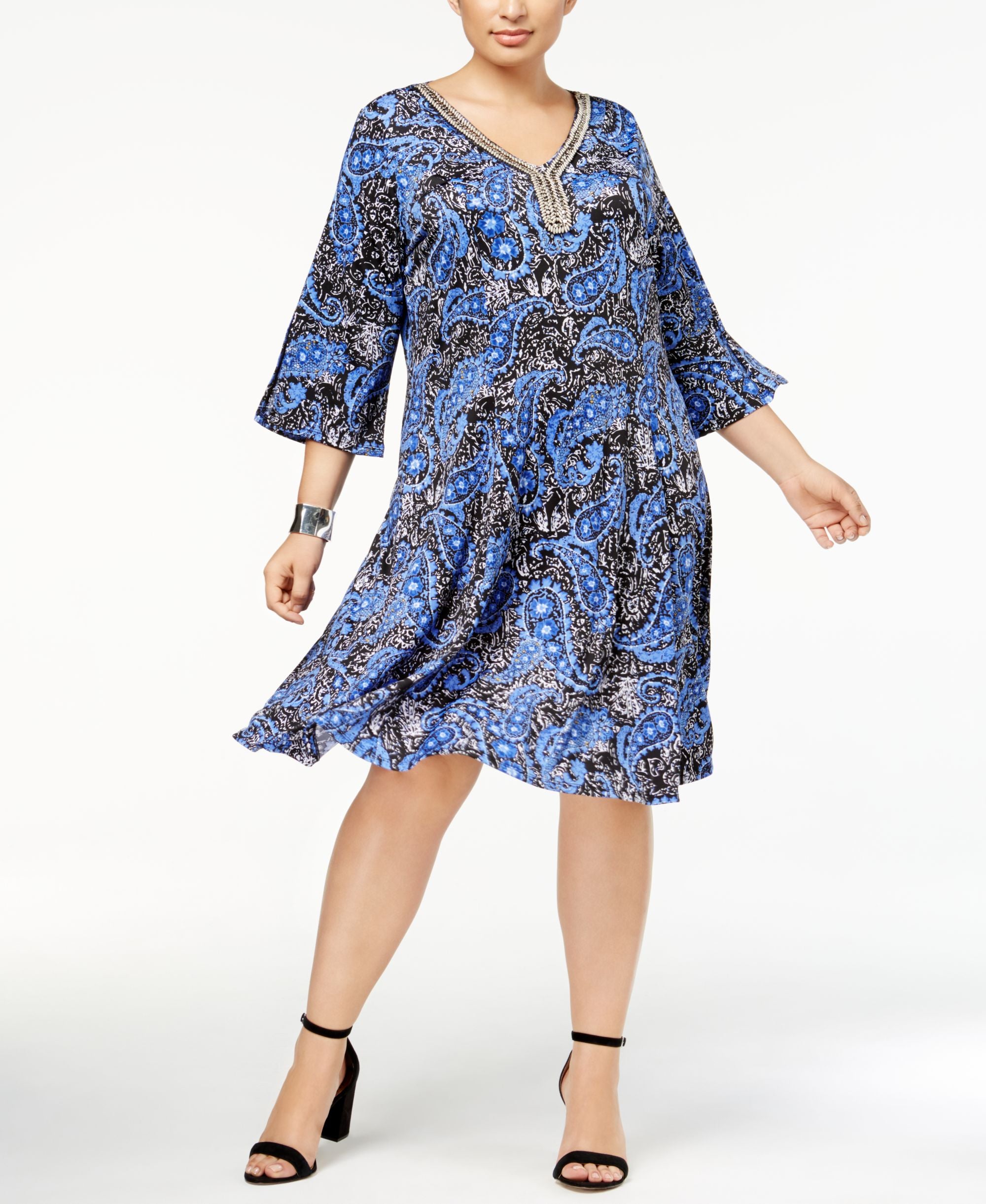 NY Collection Plus Size Embellished A Line Dress