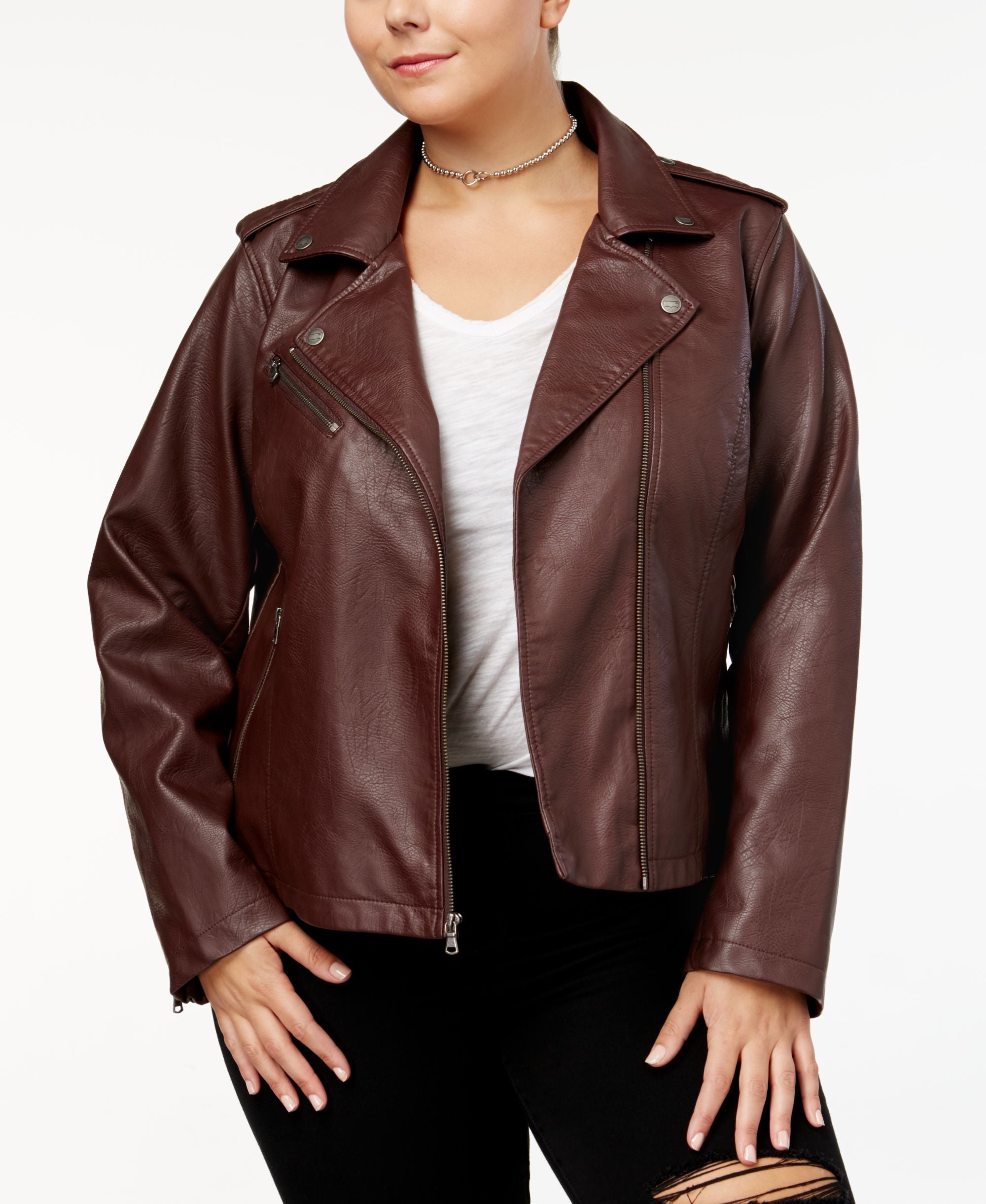 Levis Trendy Plus Size Faux Leather Moto Jacket