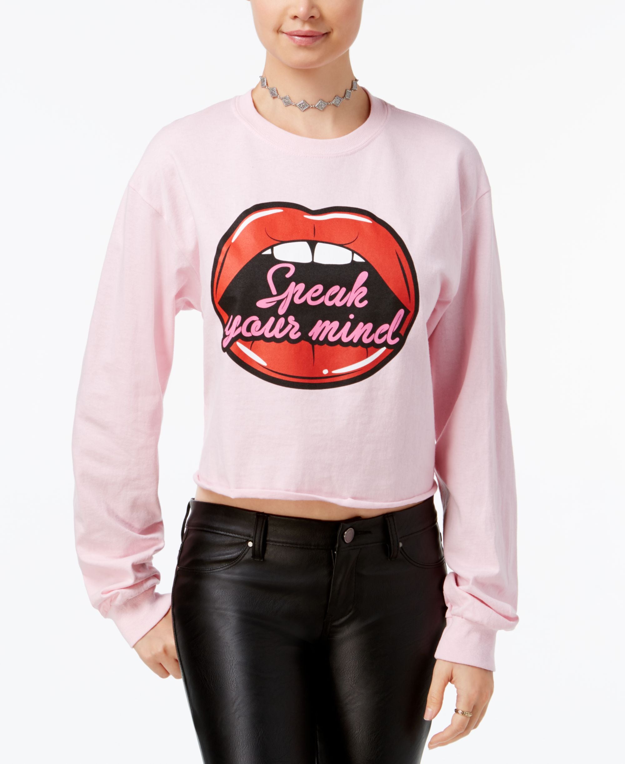 Hybrid Juniors Cotton Speak Your Mind Graphic T-Shirt