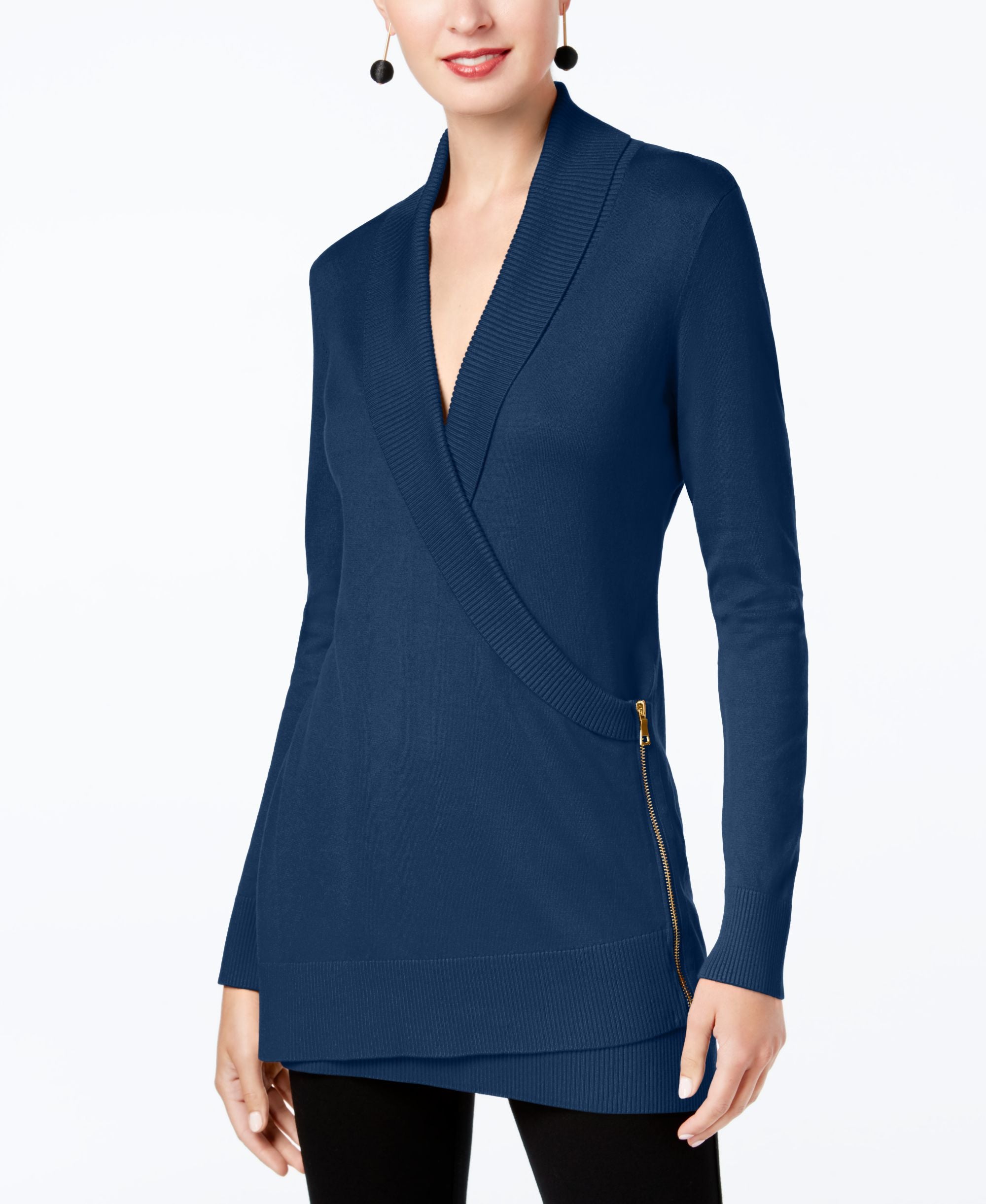 INC International Concepts Zip Up Sweater Tunic