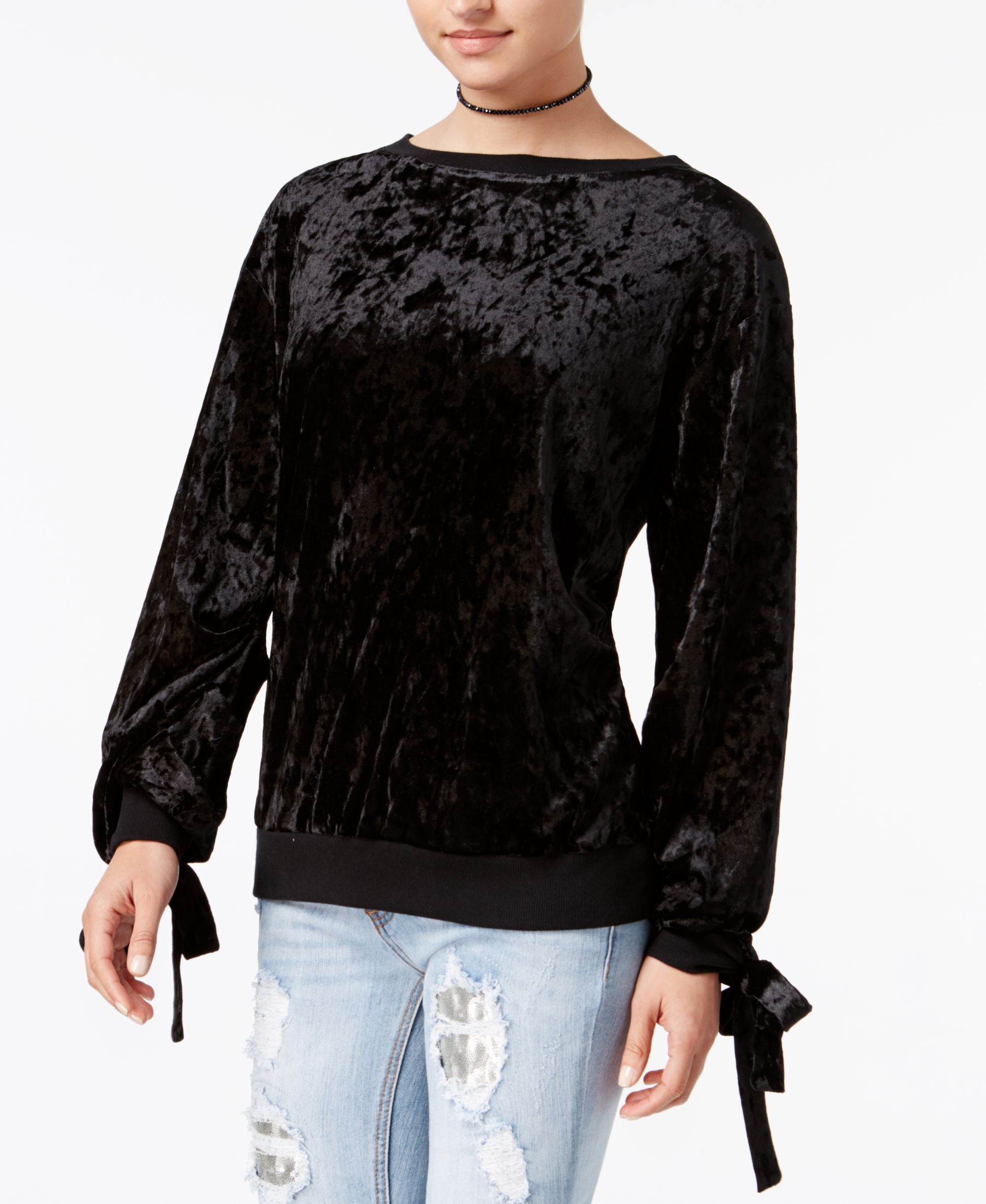 Juniors' Velvet Sweatshirt