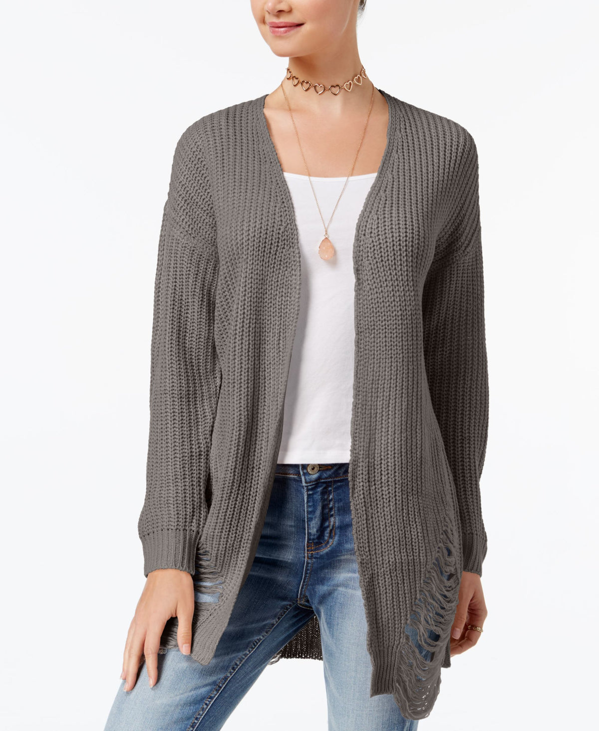 Ultra Flirt By Ikeddi Juniors Distressed Duster Cardigan