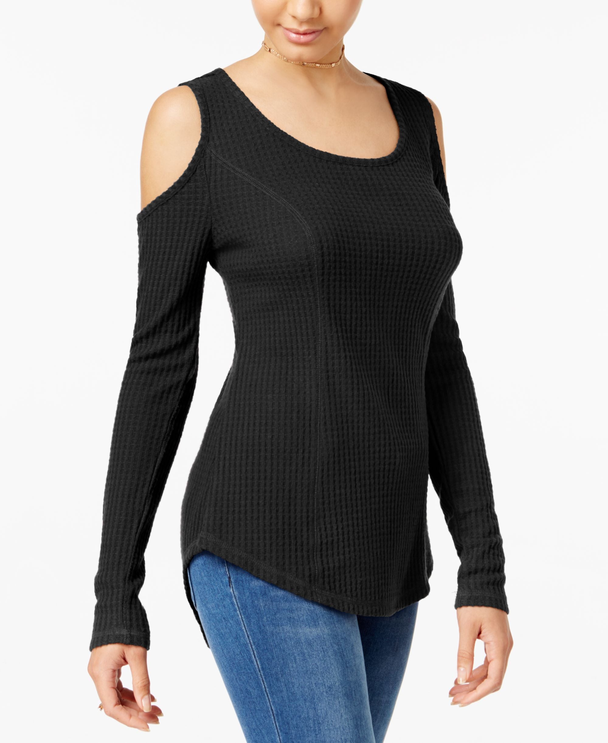 Juniors' Cold-Shoulder Thermal Top