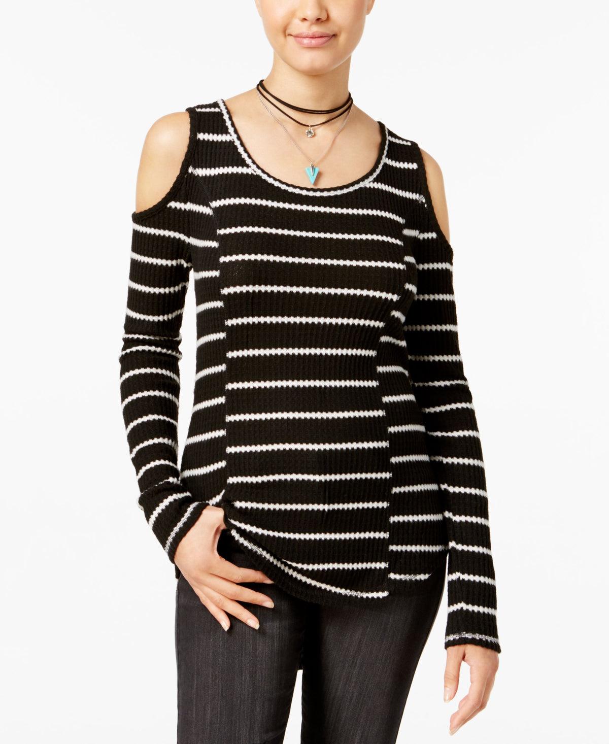 Juniors' Cold-Shoulder Thermal Top