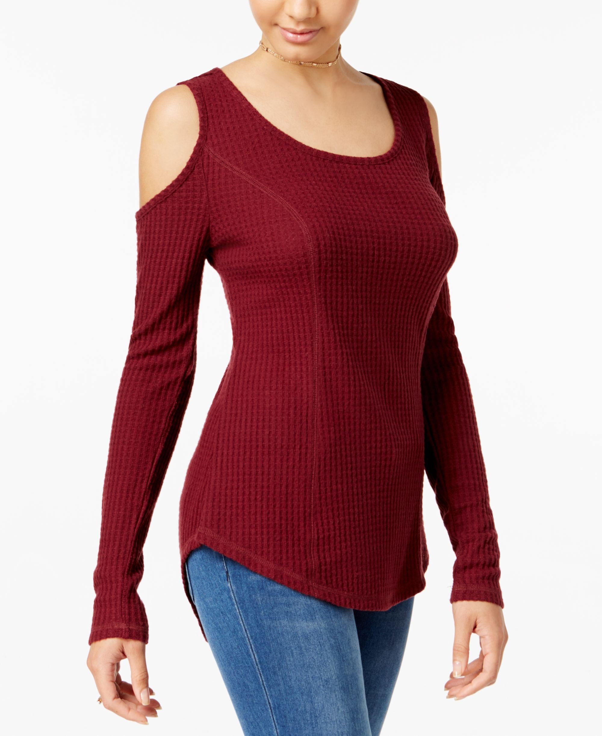 Juniors' Cold-Shoulder Thermal Top