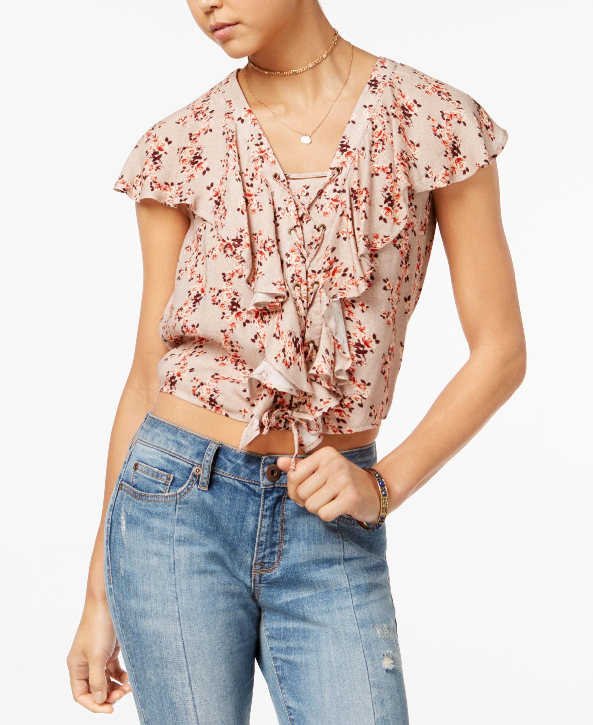American Rag Juniors Ruffled Crop Top