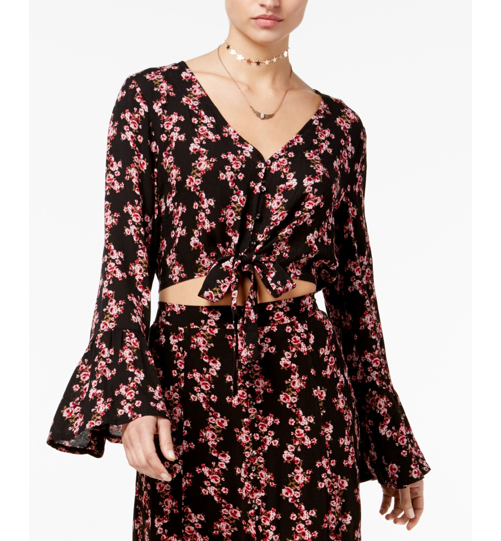 American Rag Juniors Printed Bell Sleeve Top