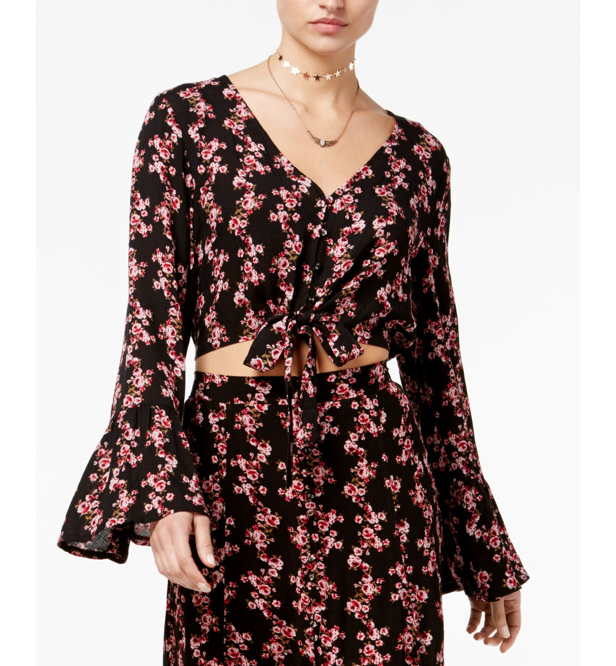 American Rag Juniors Printed Bell Sleeve Top