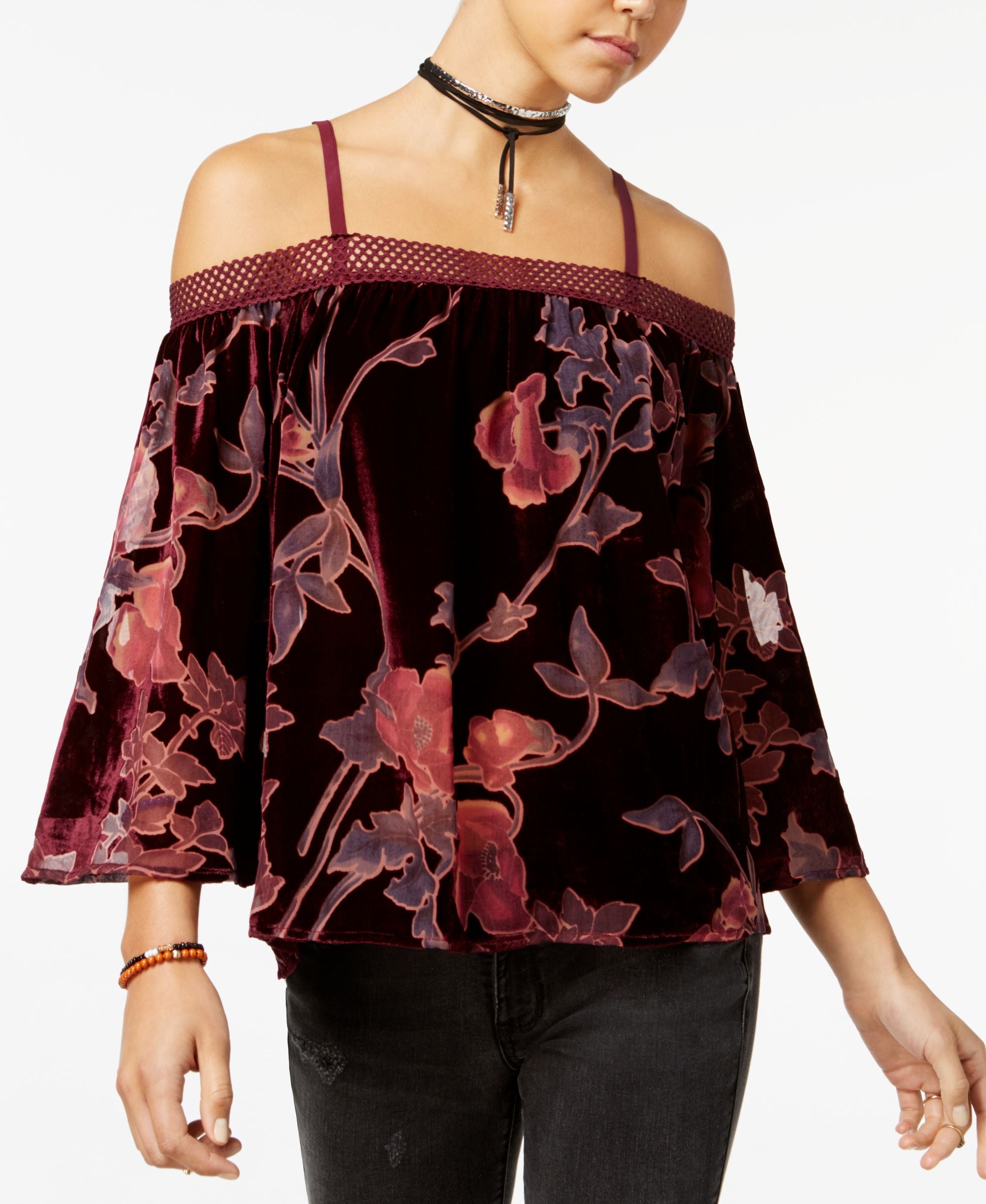 American Rag Juniors Semi Sheer Off The Shoulder Top