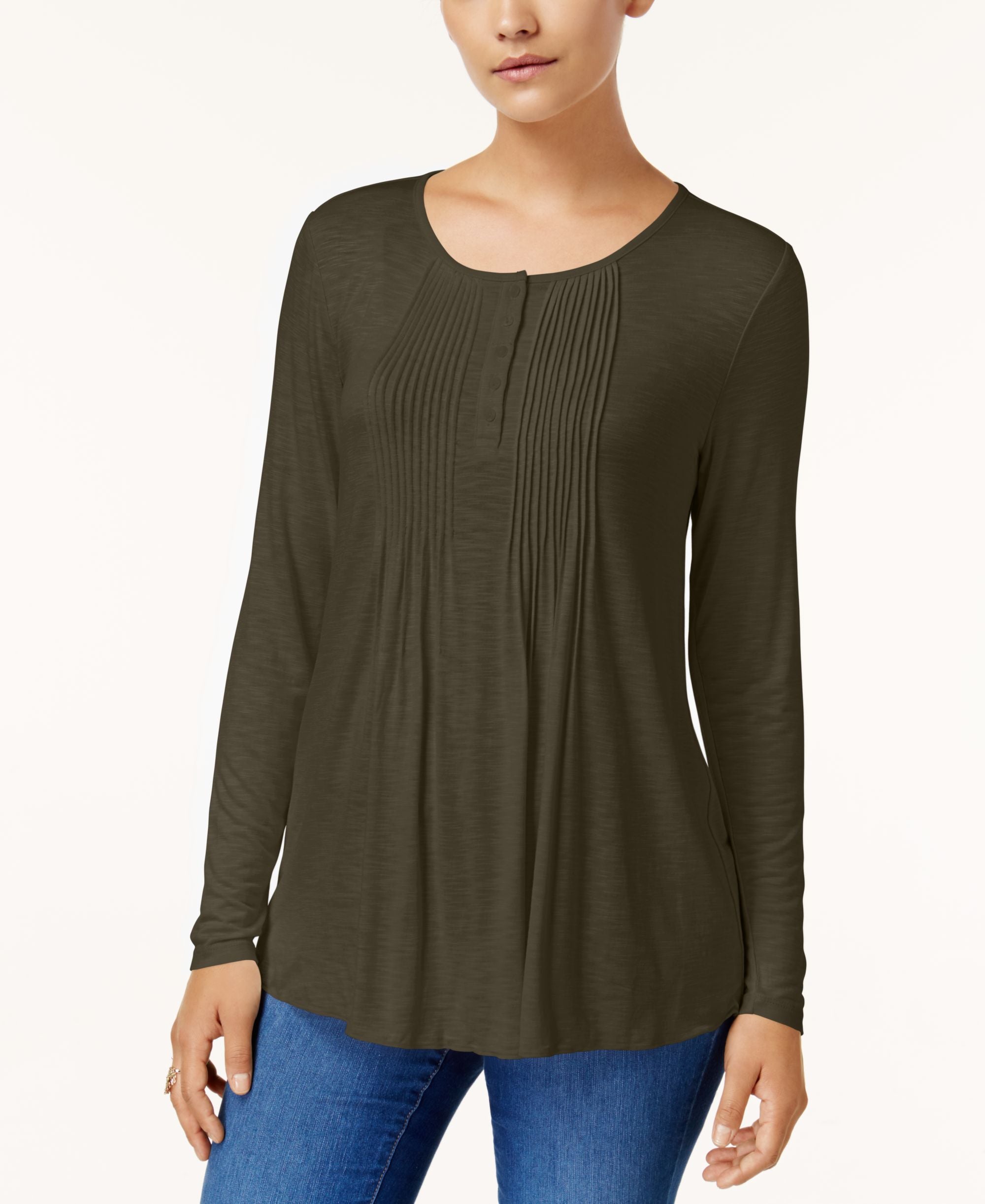 Style & Co Petite Pintucked Top