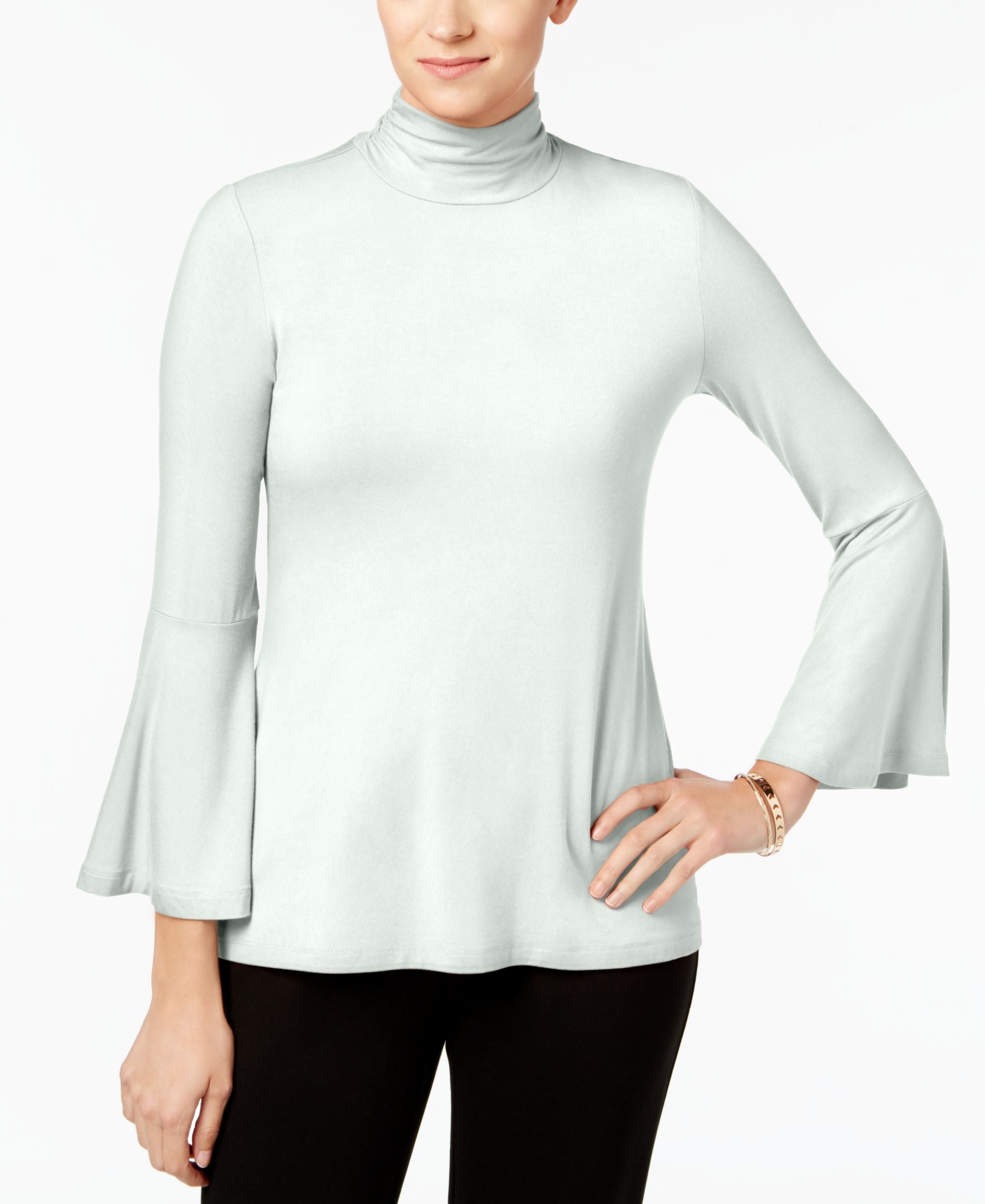Alfani Mock Neck Bell Sleeve Top