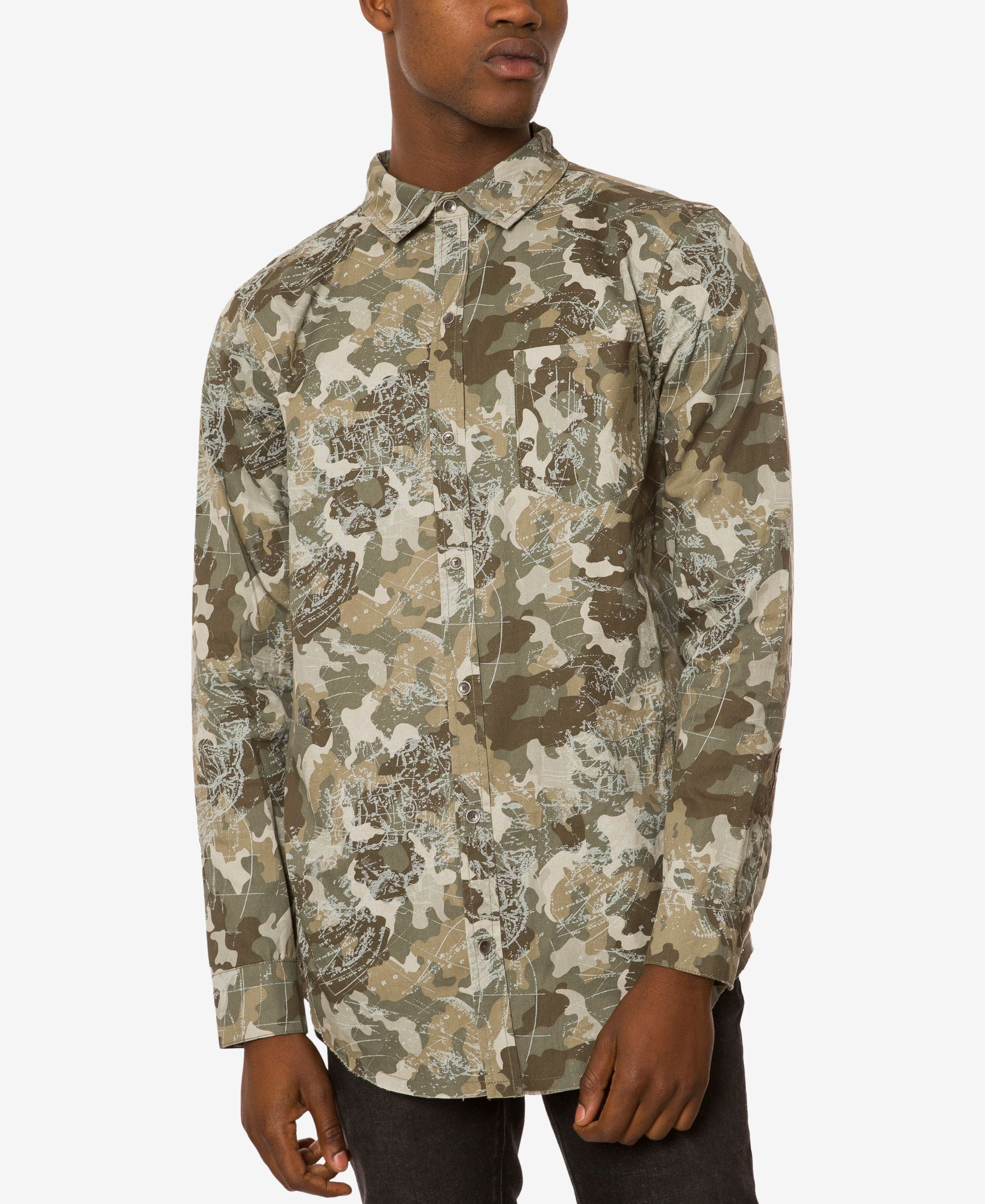 Jaywalker Mens Back Zip Camo Shirt