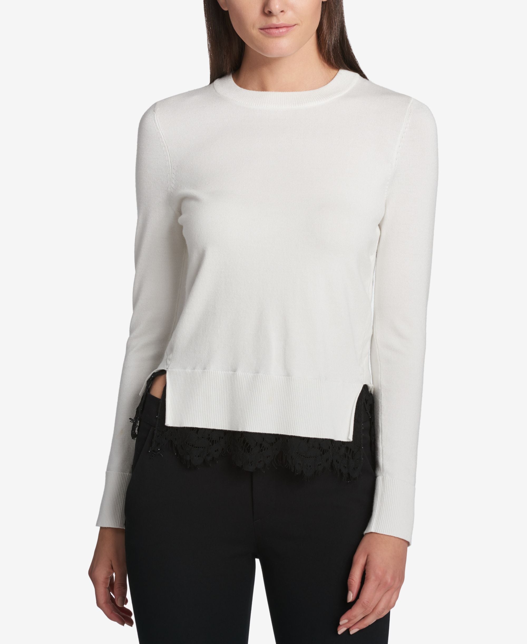 DKNY Lace Trim Sweater
