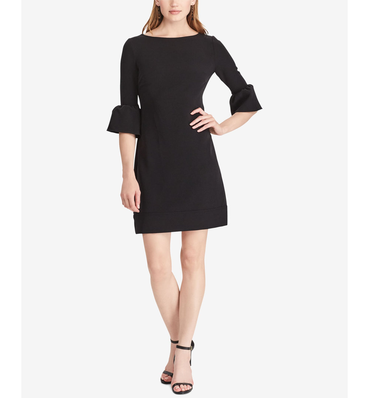 Bell-Sleeve Crepe Dress