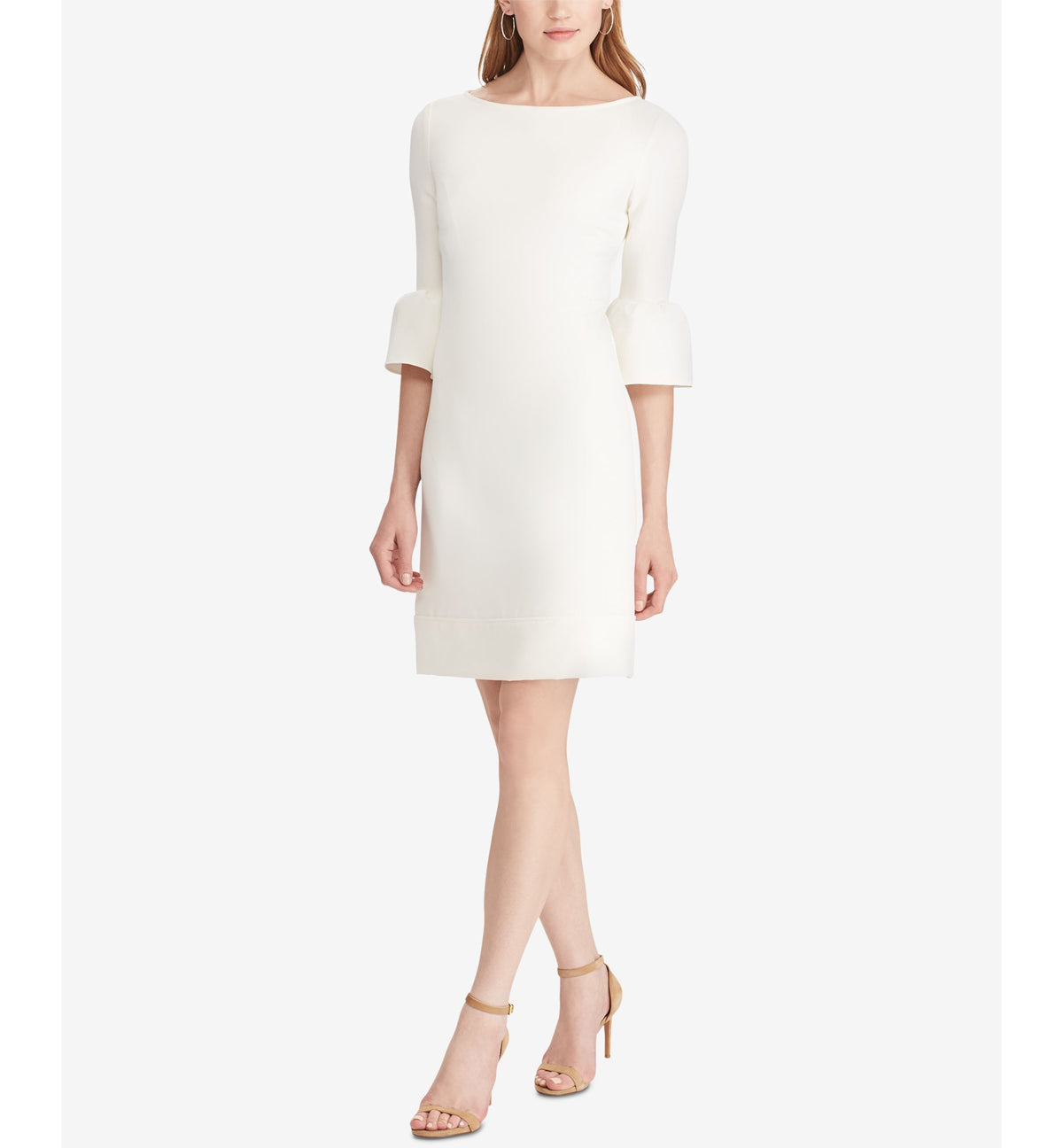 Bell-Sleeve Crepe Dress