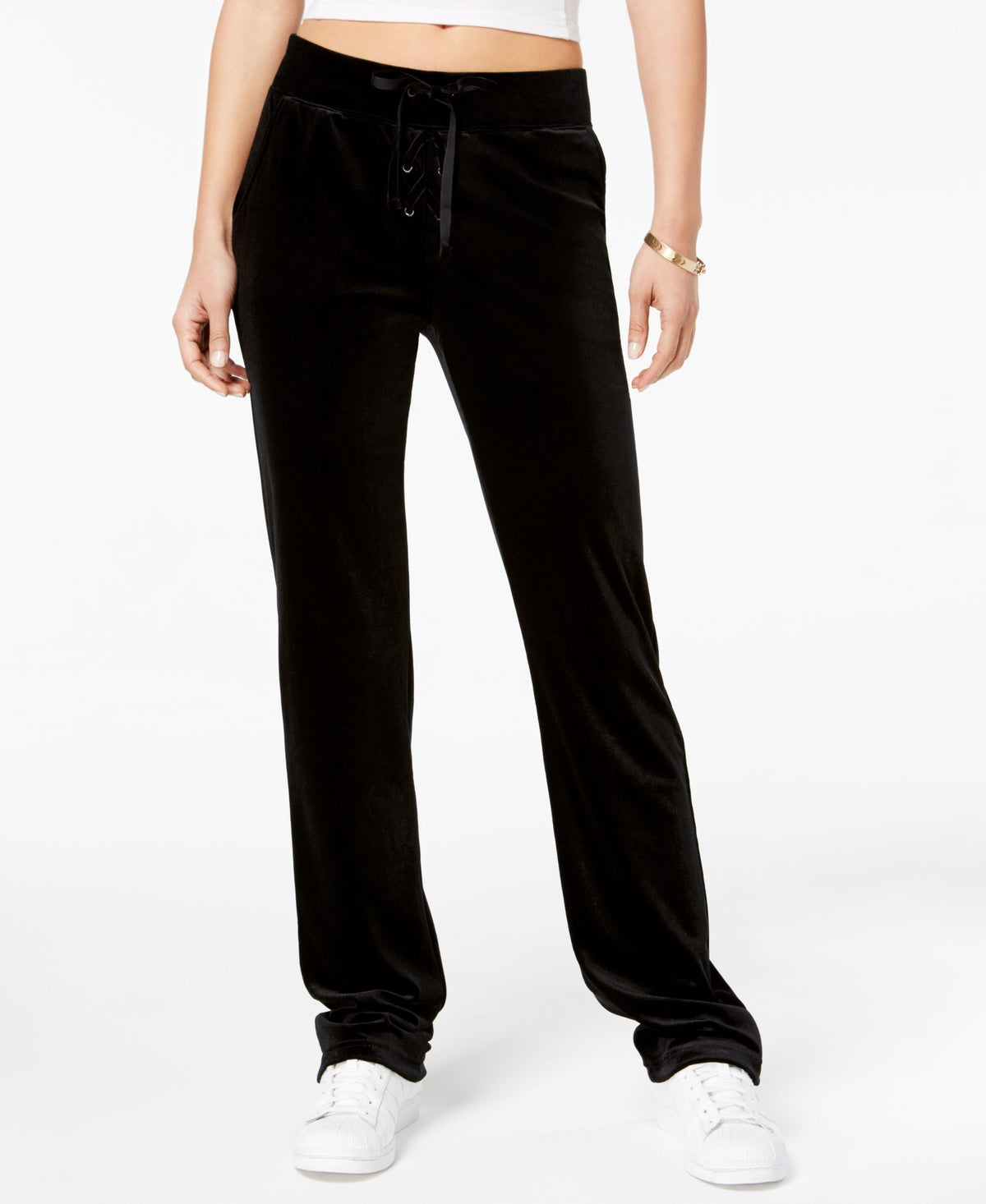 Material Girl Active Juniors Lace Up Velour Lounge Pants