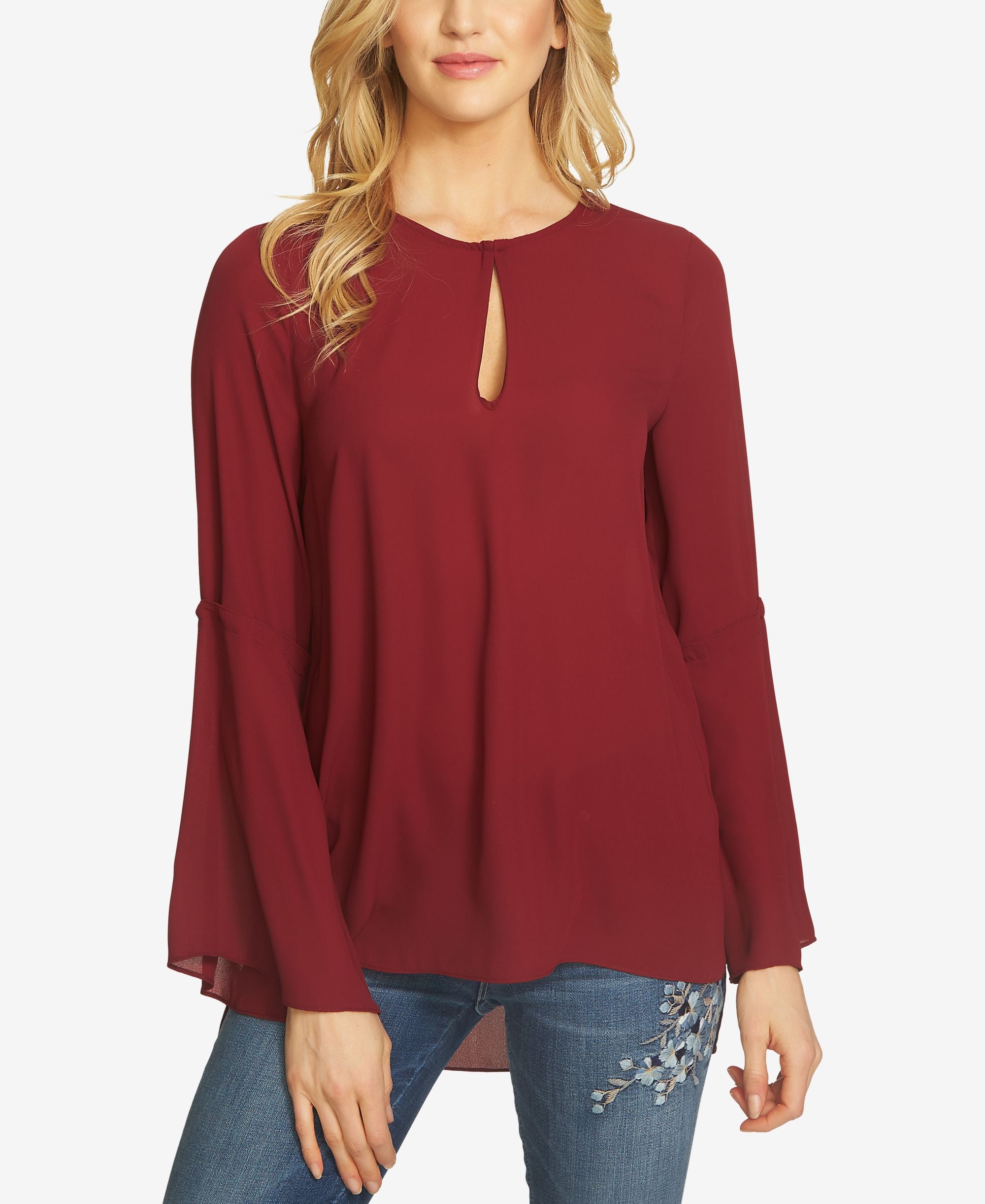 Cece Bell Sleeve Keyhole Top