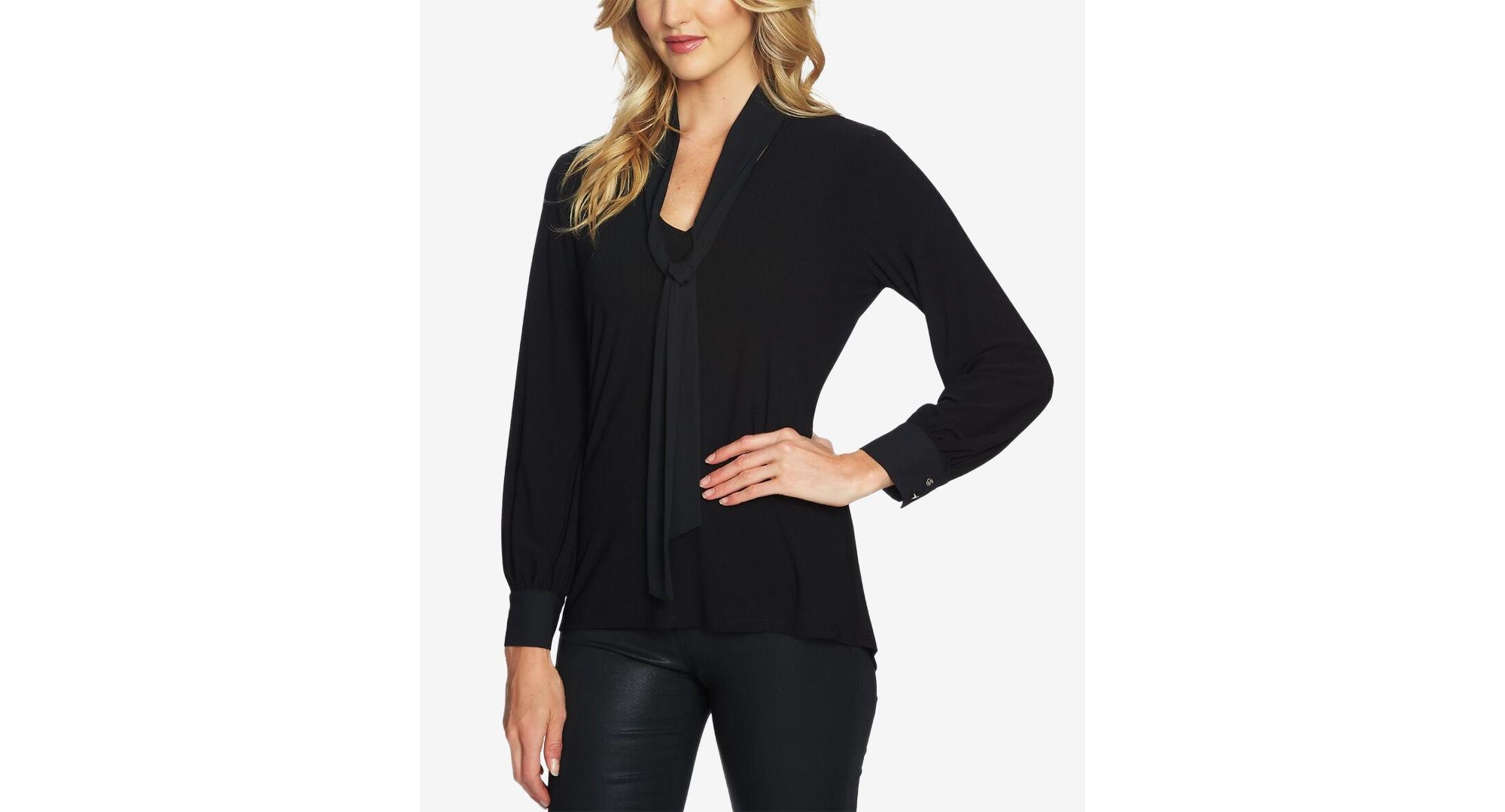 Cece Tie Front Chiffon Blouse