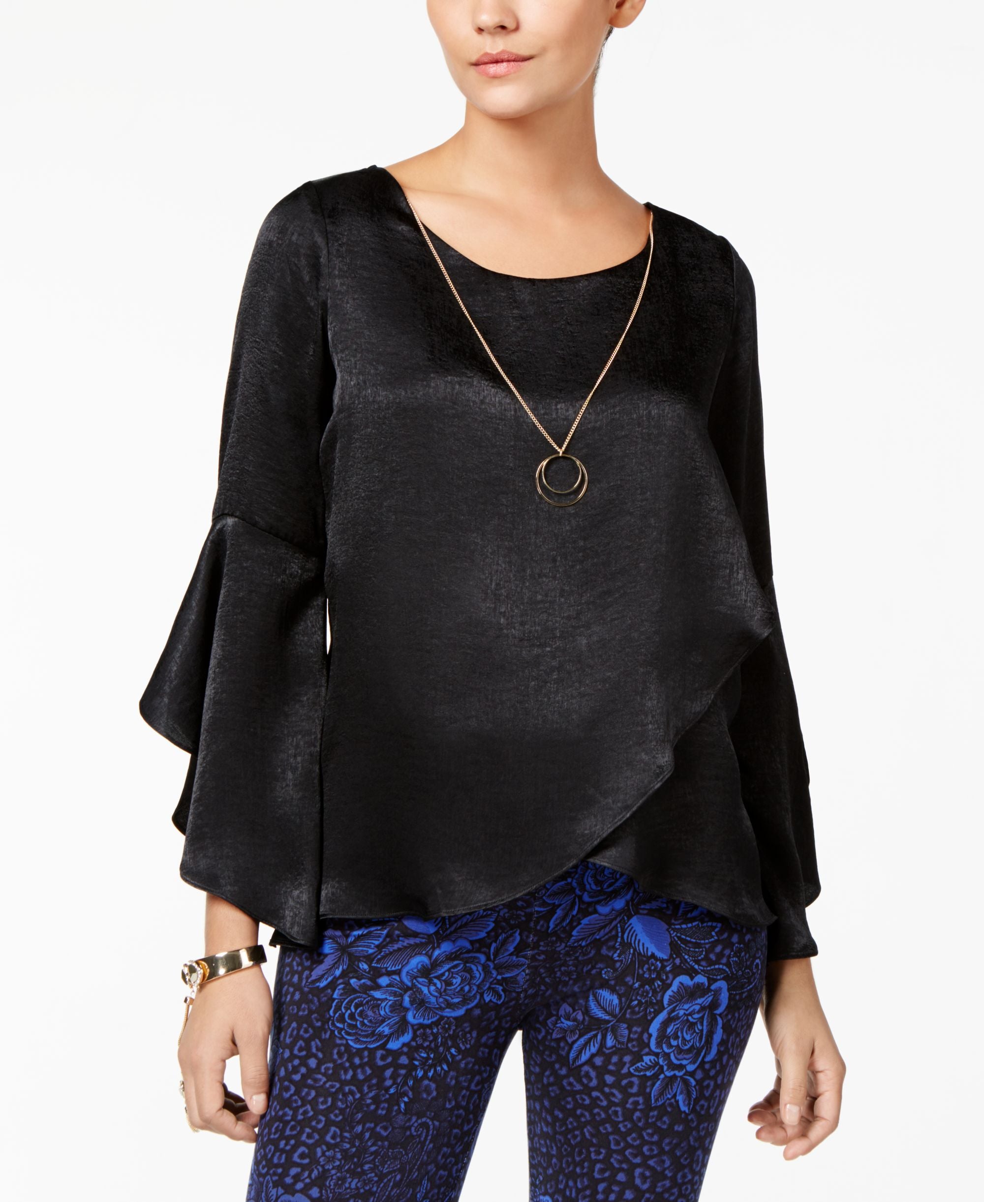 Thalia Sodi Ruffled Necklace Top
