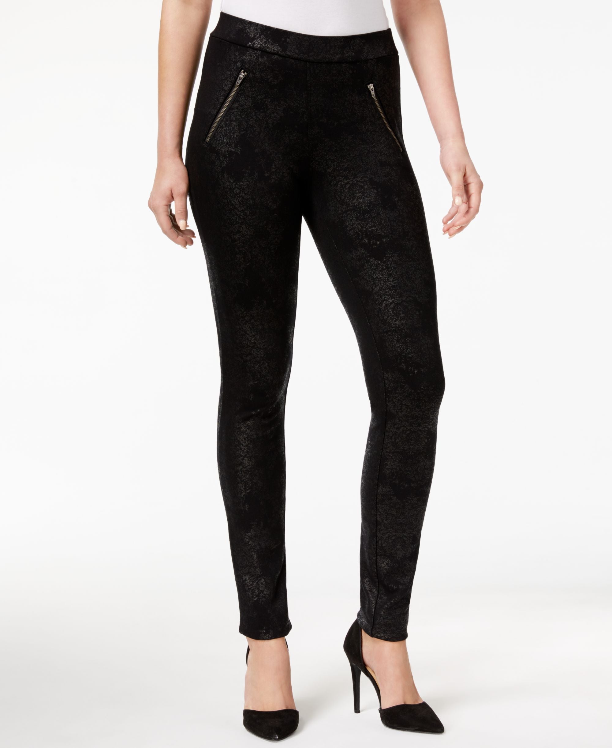 Style & Co Zip Pocket Coated Leggings