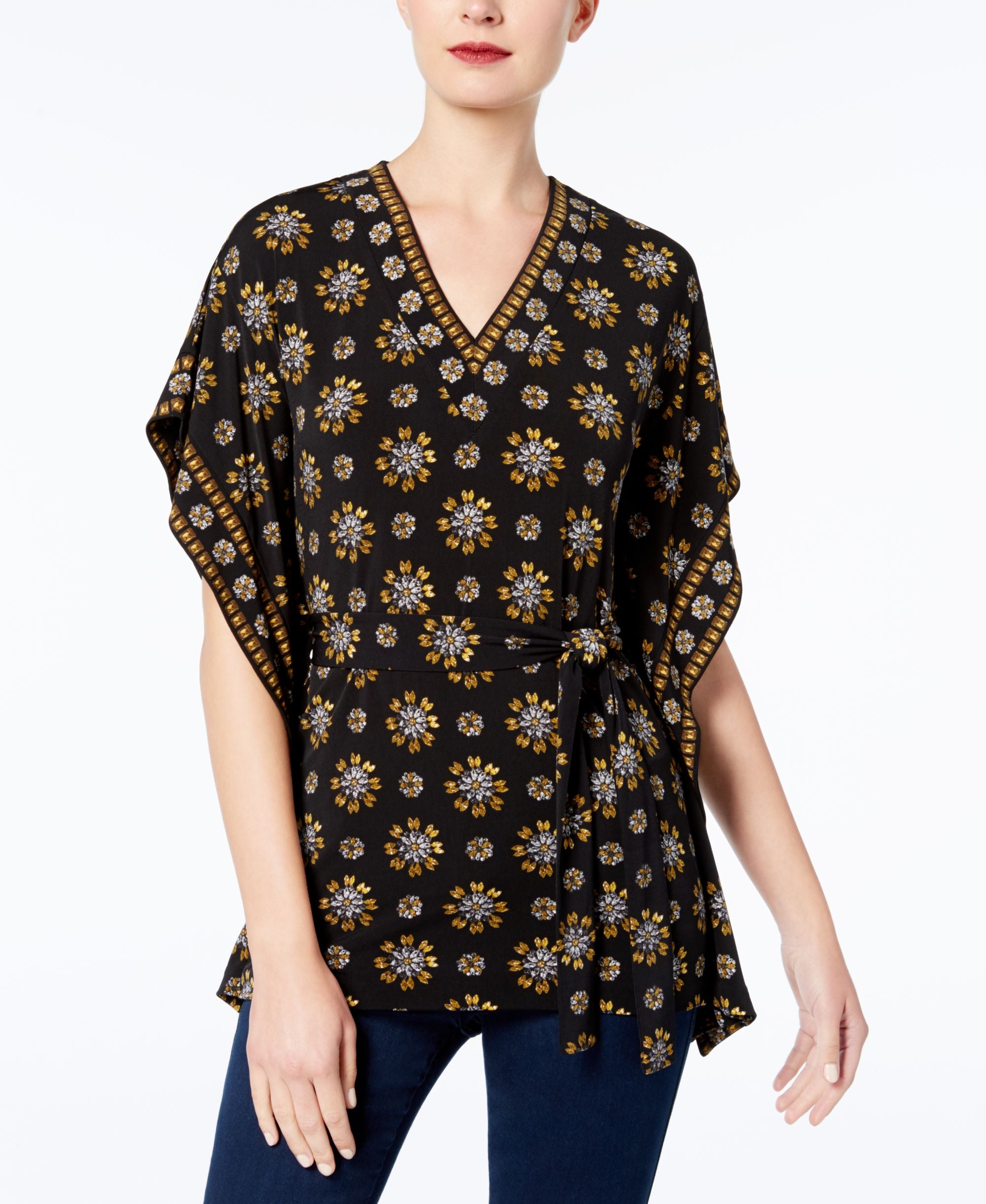 Michael Michael Kors Petite Printed Poncho Tunic
