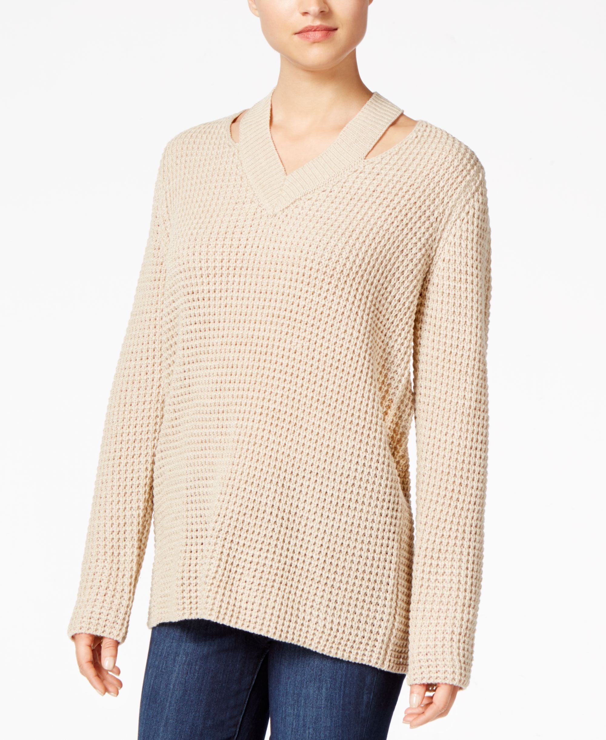 Hooked Up By Iot Juniors Cutout Collar Sweater