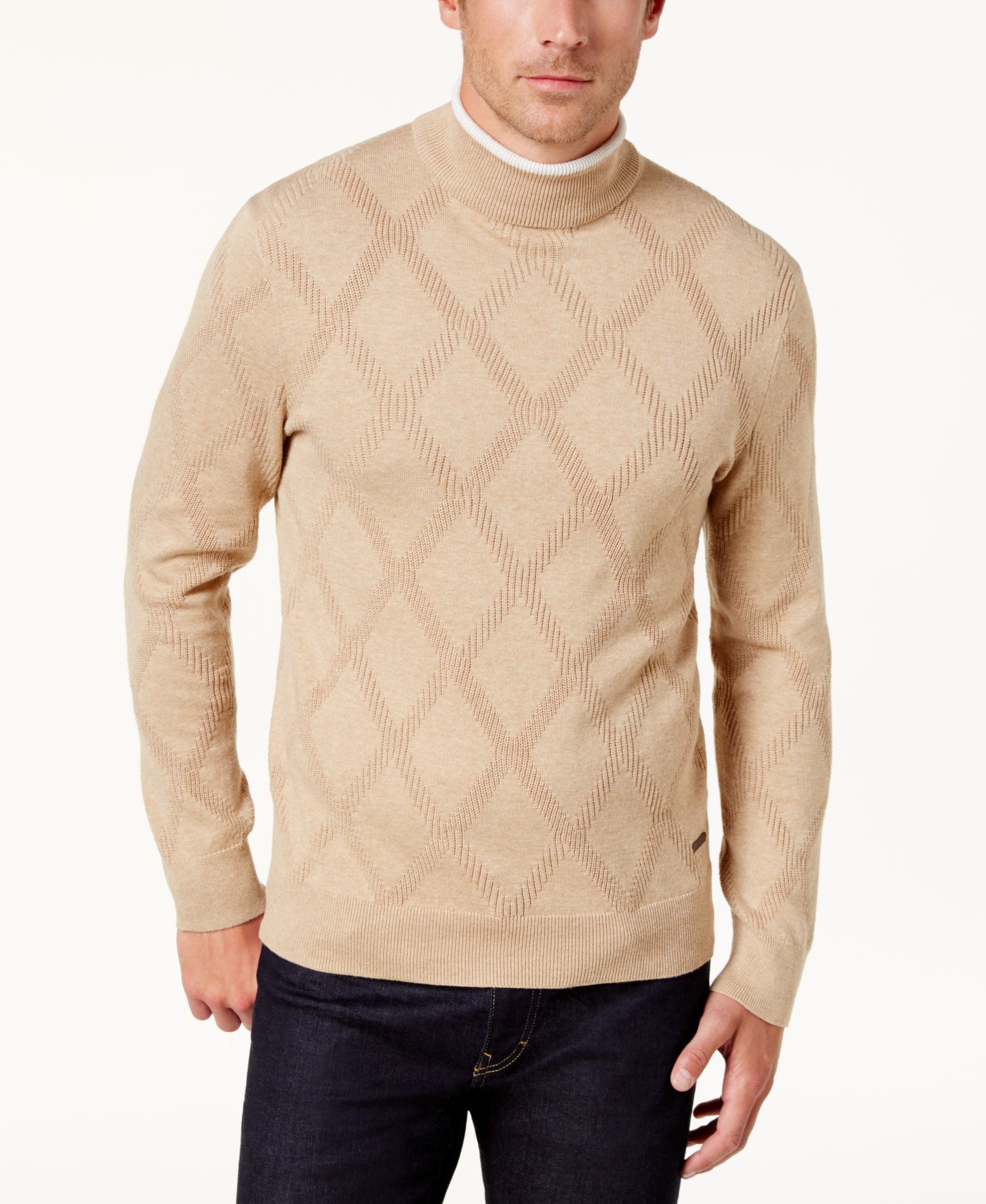 Tasso Elba Mens Diamond Pattern Sweater