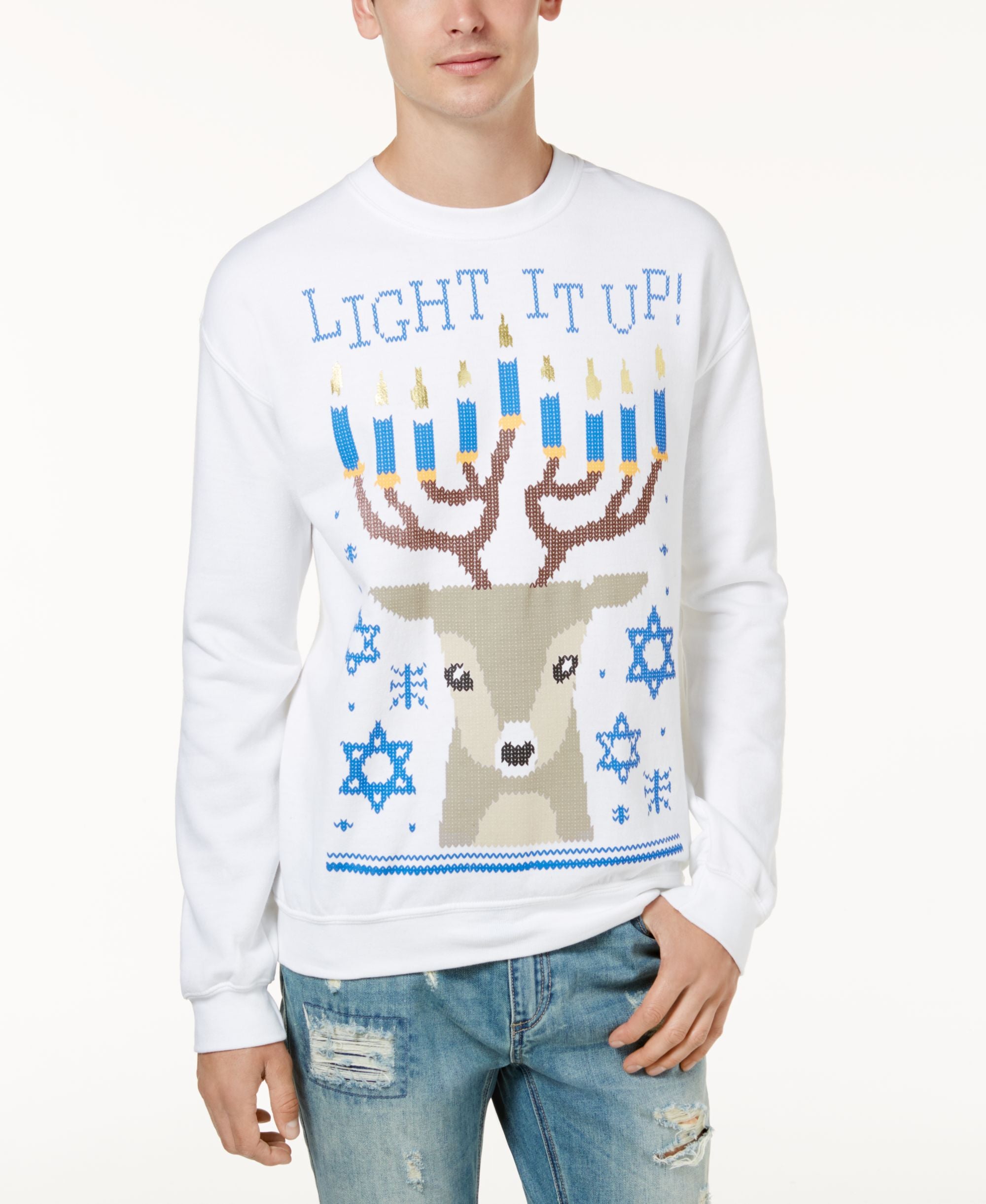 American Rag Mens Light It Up Hanukkah Fleece