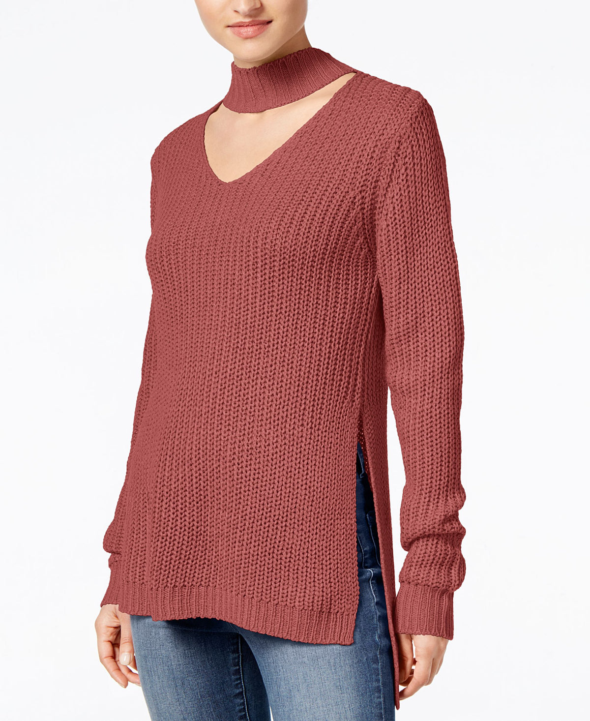 Juniors' Cutout Turtleneck Sweater